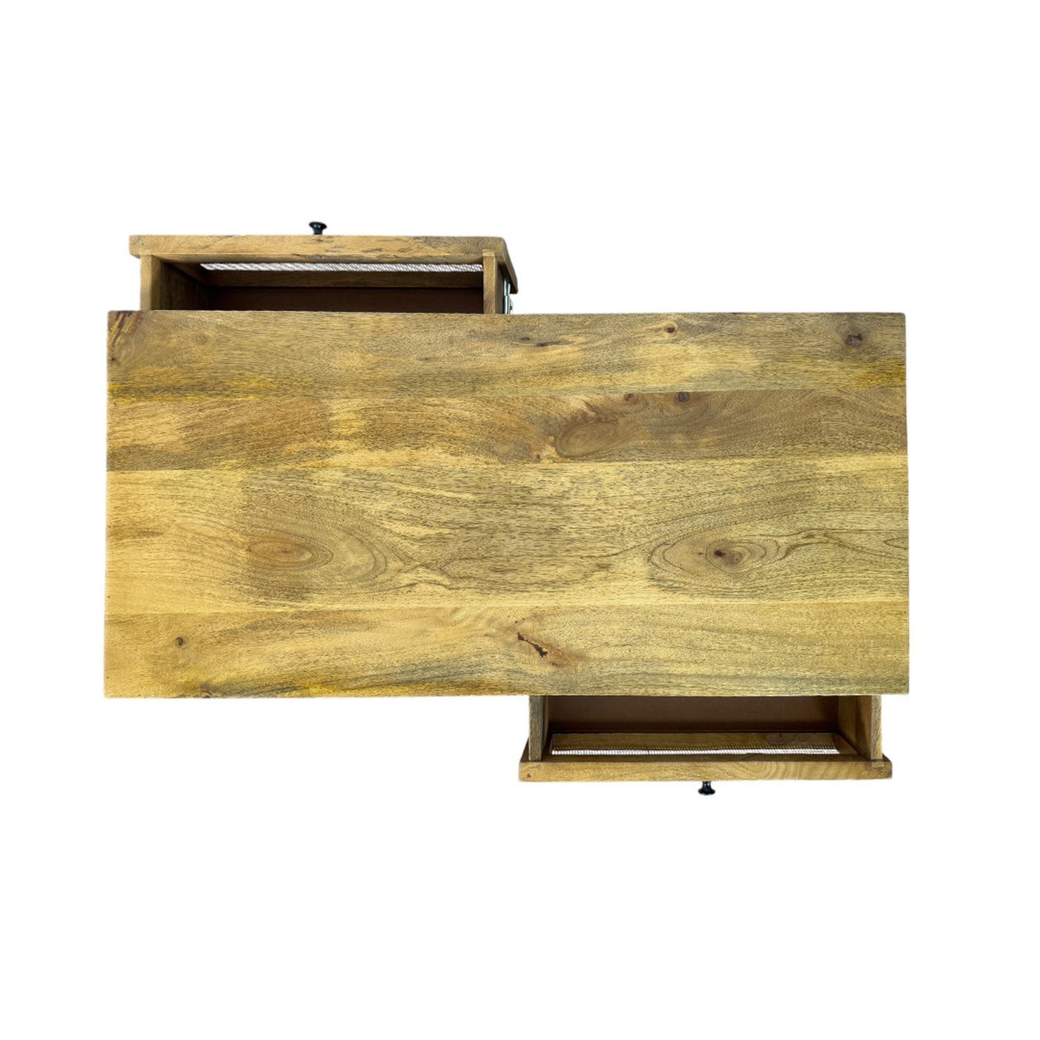 Haven Acacia Wood Coffee Table with Dual Storage Blonde Finish