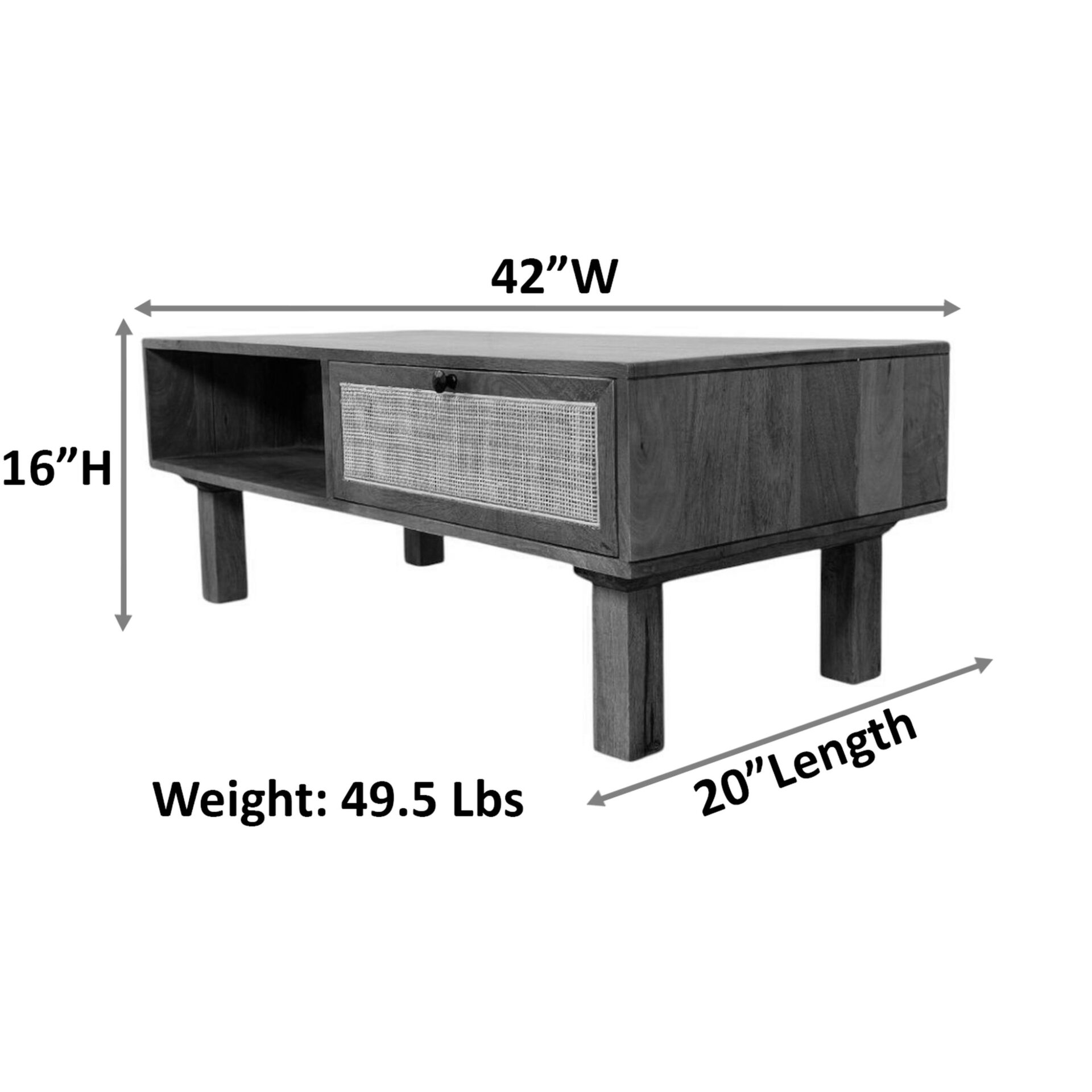 Haven Acacia Wood Coffee Table with Dual Storage Blonde Finish
