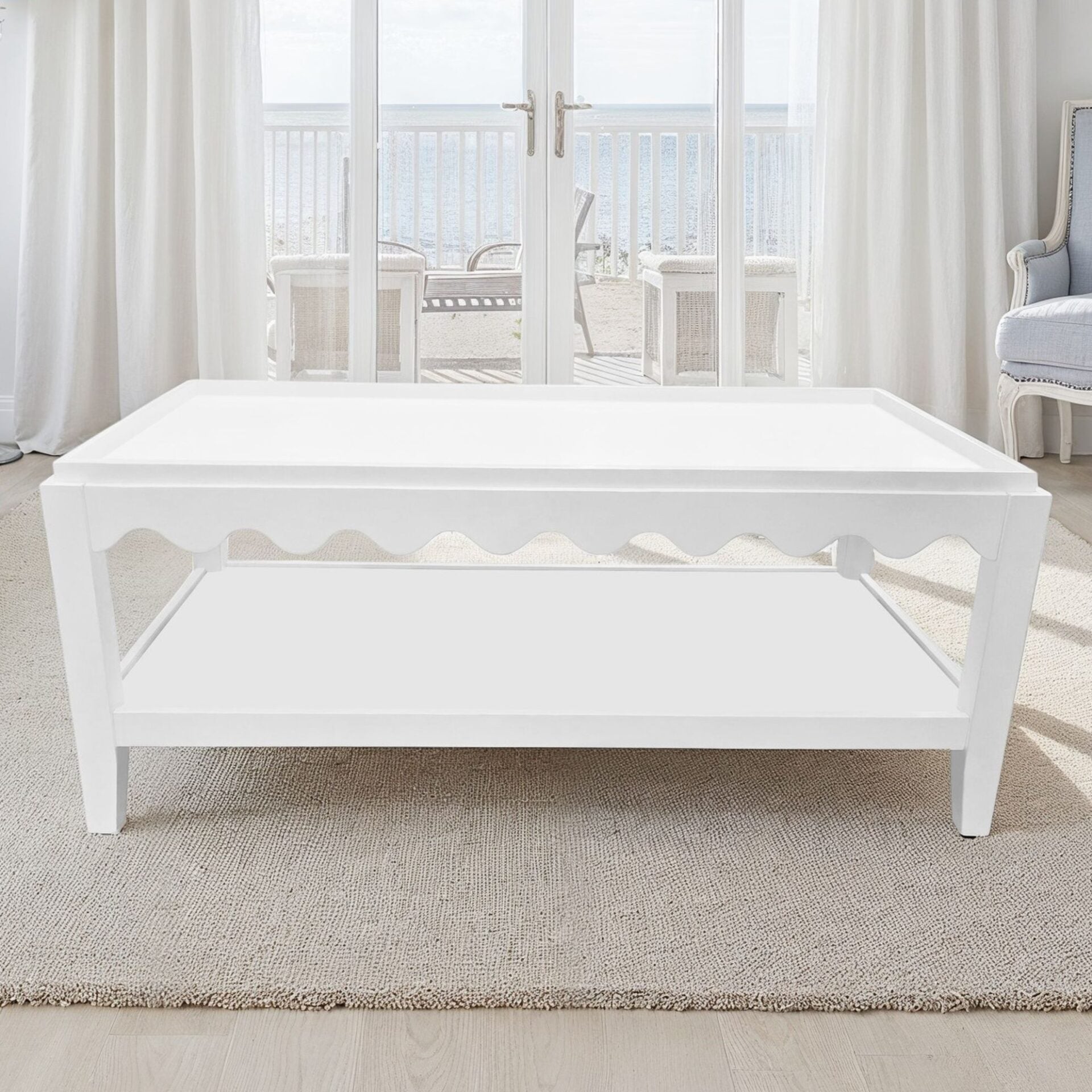 Scallop Rectangular Mango Wood Coffee Table