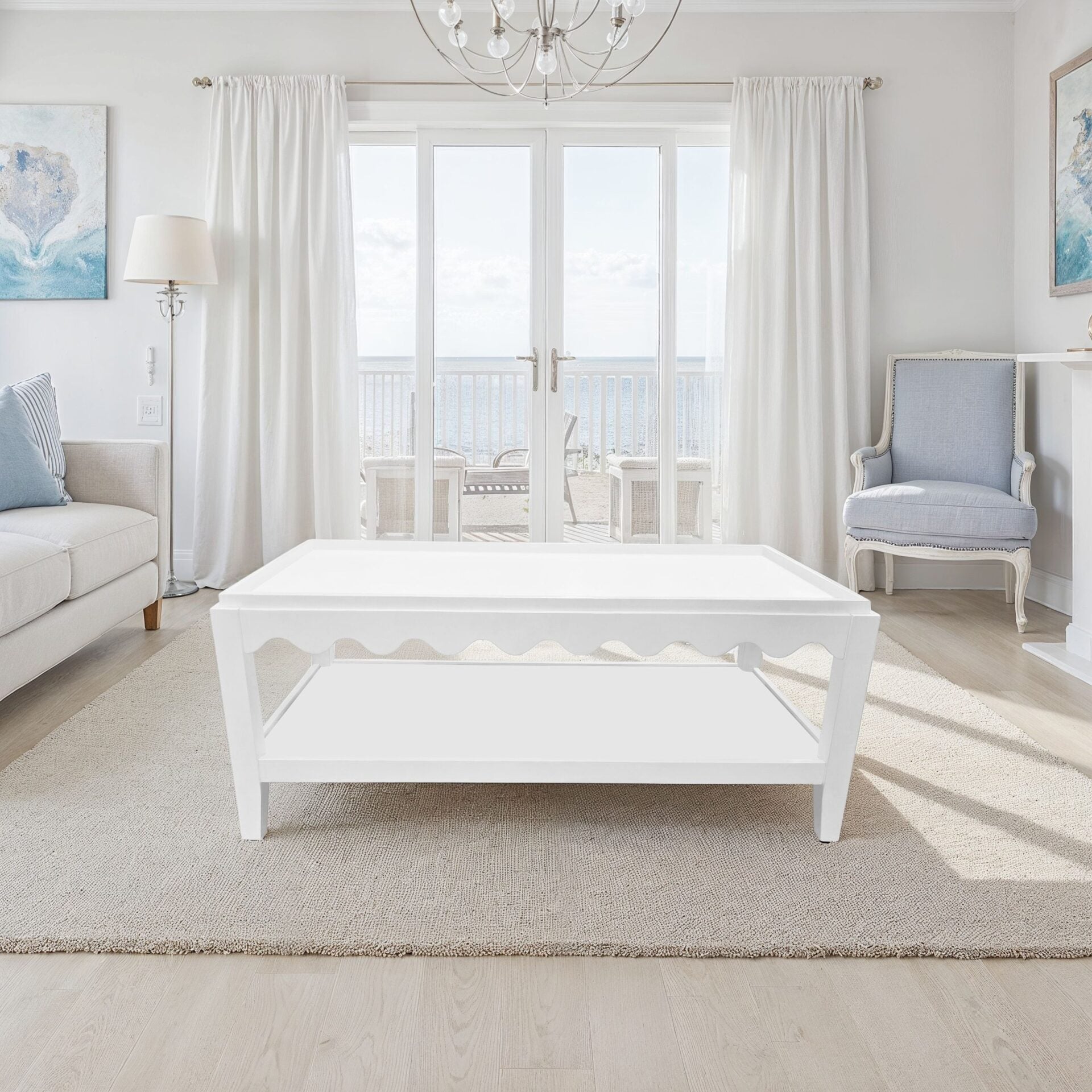 Scallop Rectangular Mango Wood Coffee Table