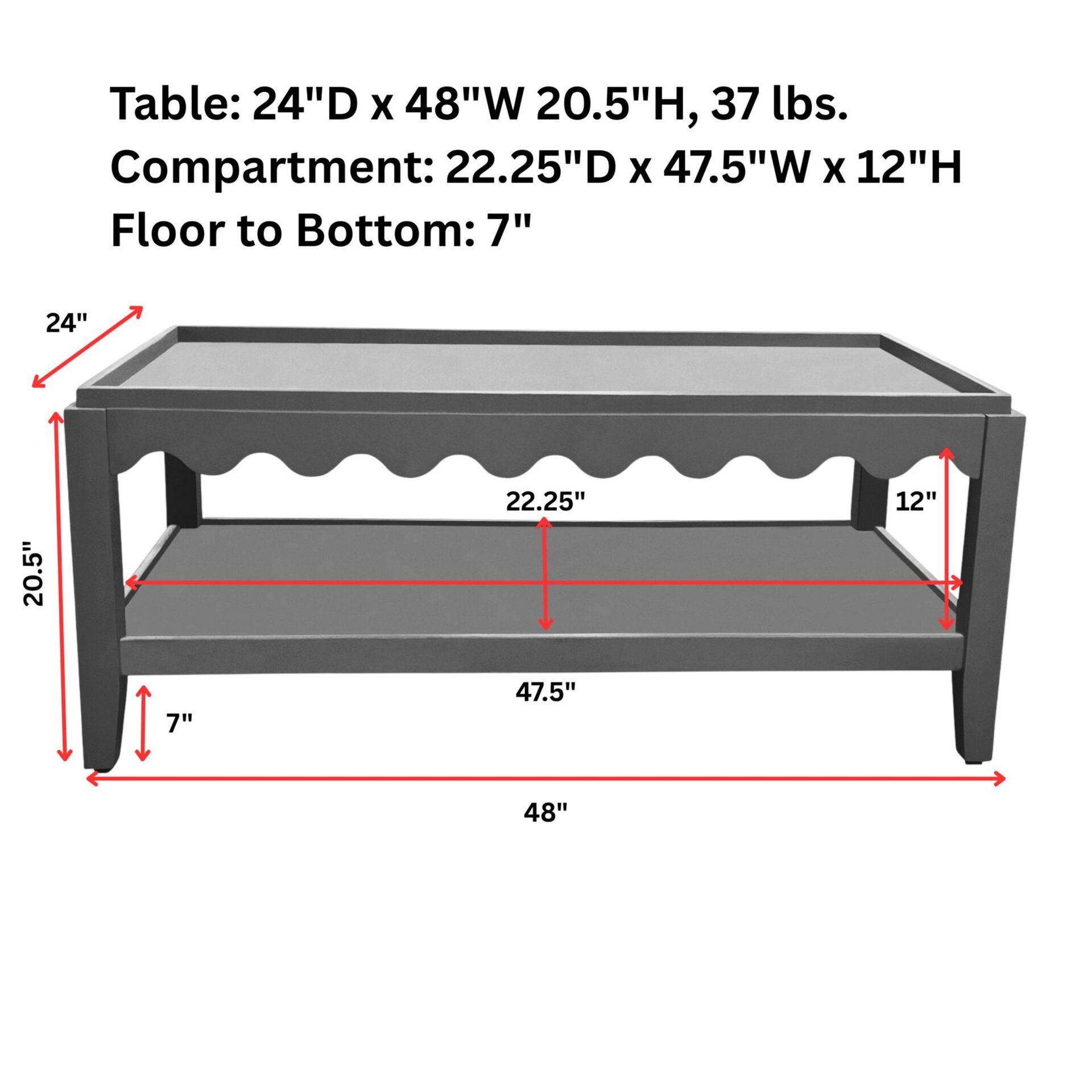 Scallop Rectangular Mango Wood Coffee Table