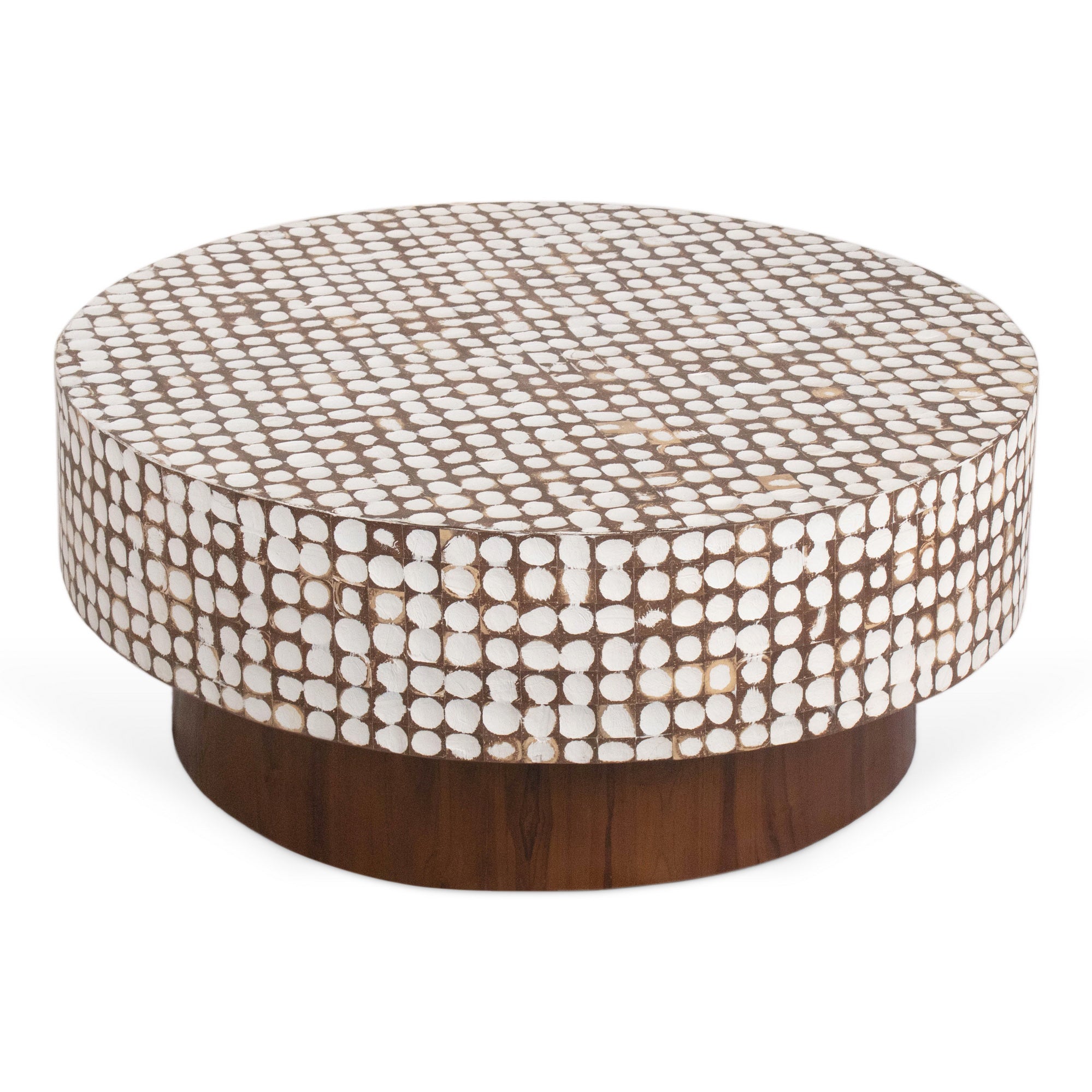 Shellcove Round Natural Coconut Shell Coffee Table
