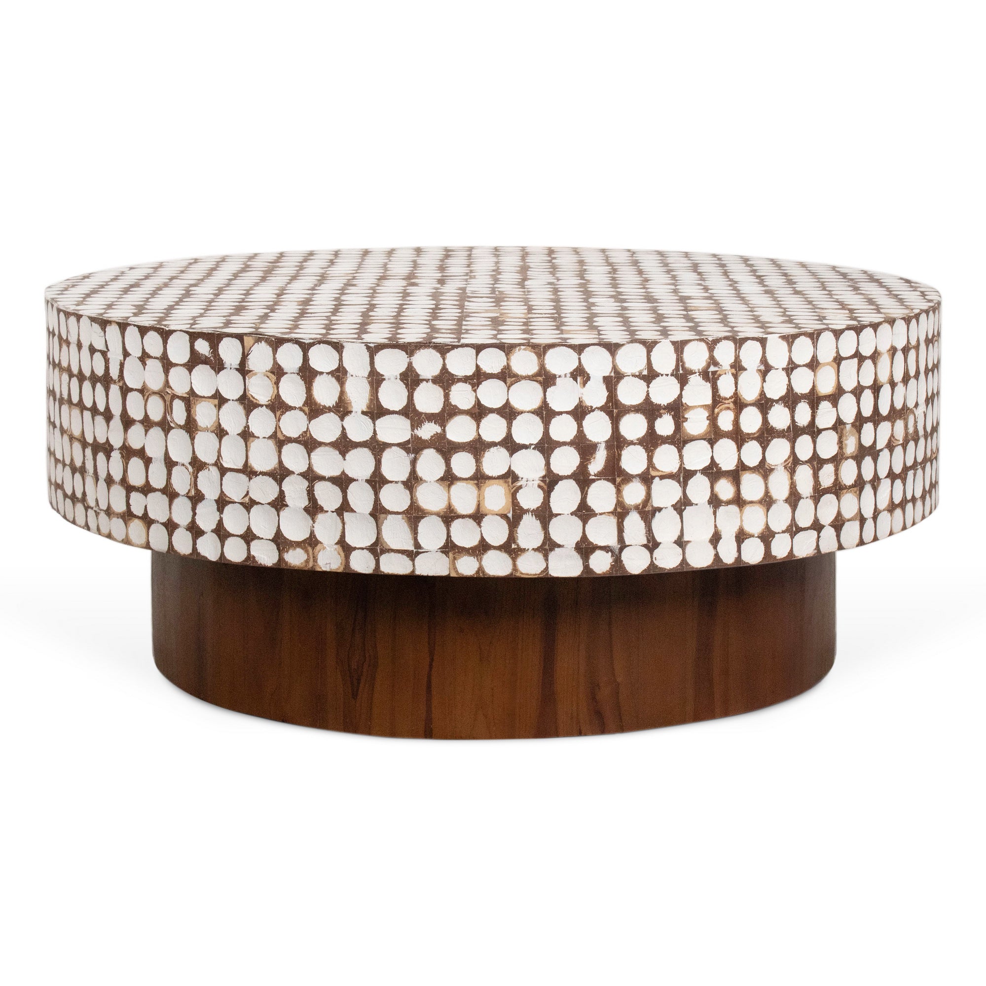 Shellcove Round Natural Coconut Shell Coffee Table