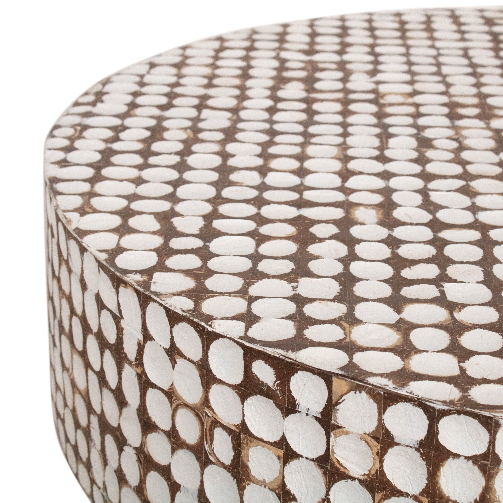 Shellcove Round Natural Coconut Shell Coffee Table