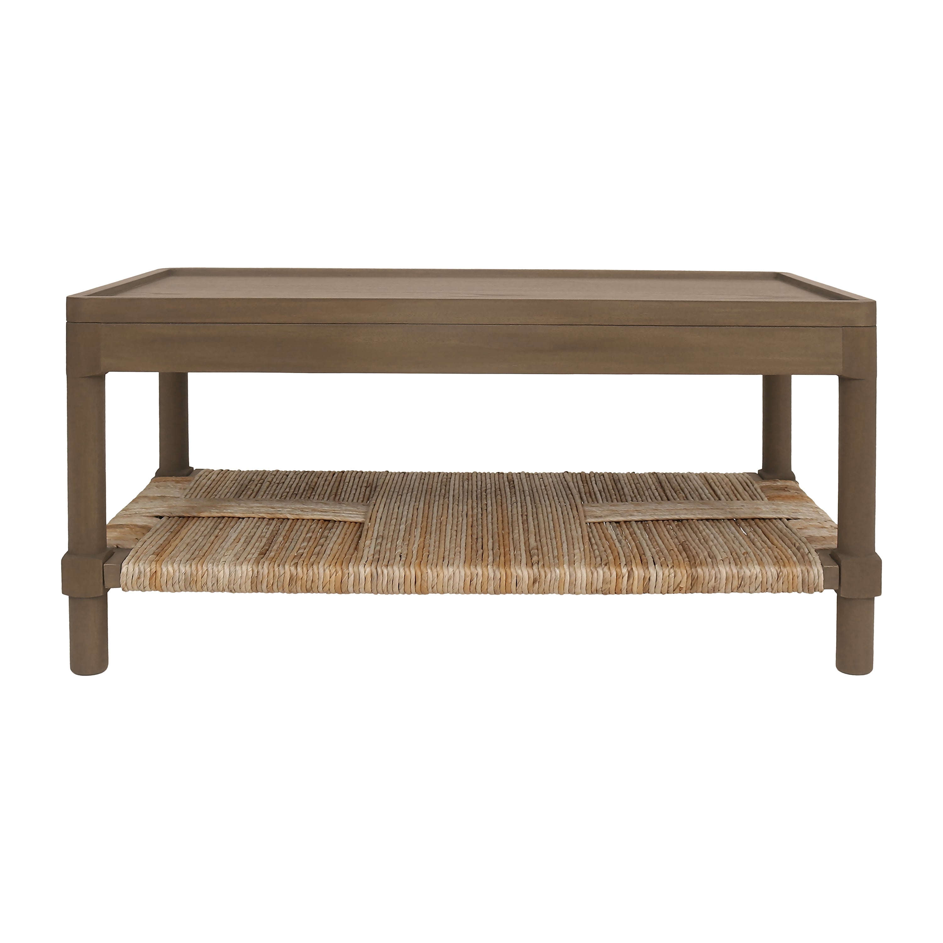 Ashley 38"W Tray Top Coffee Table With Rush Shelf