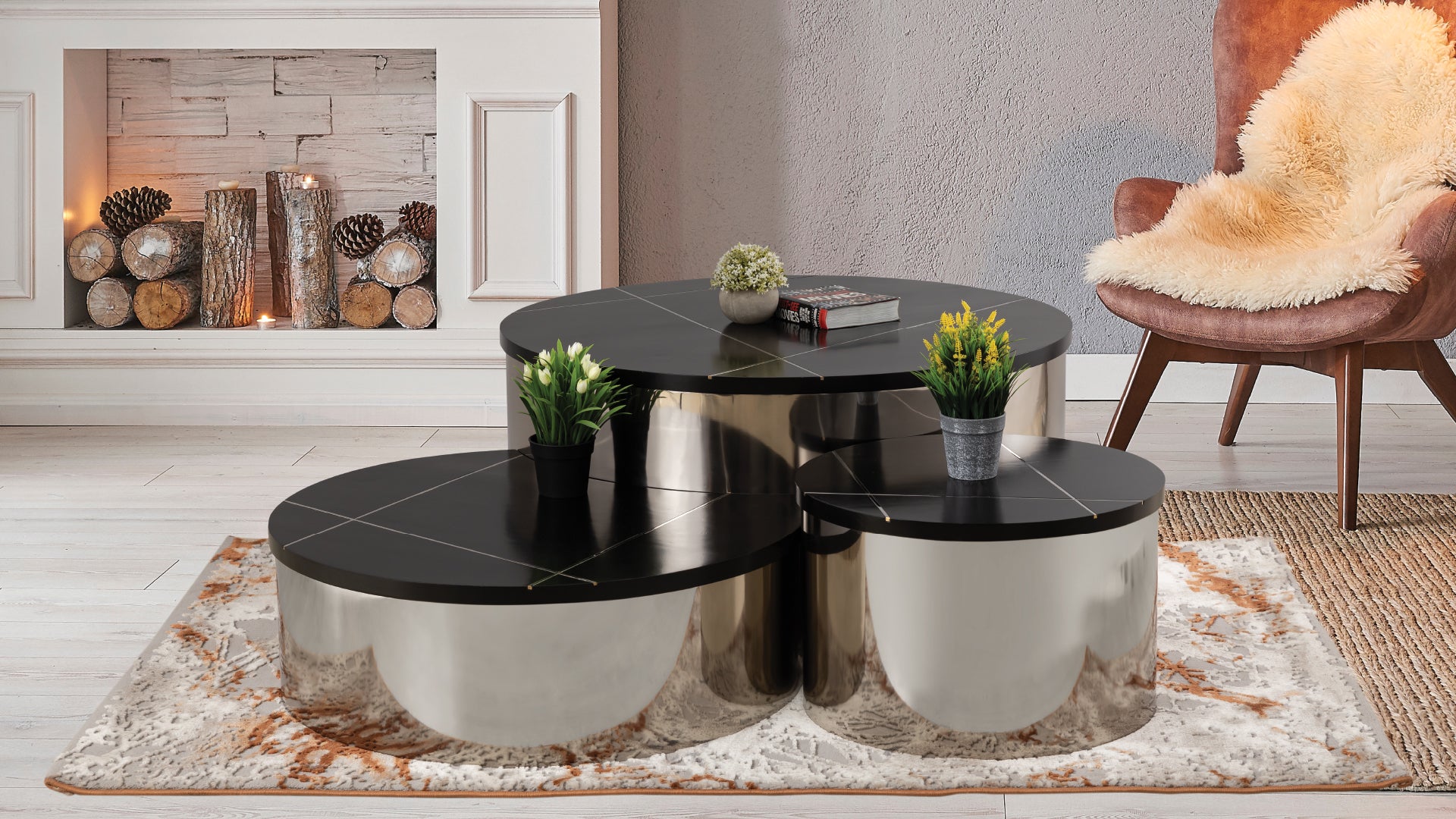 Jhene Modern Style 3PCCoffee Table Set
