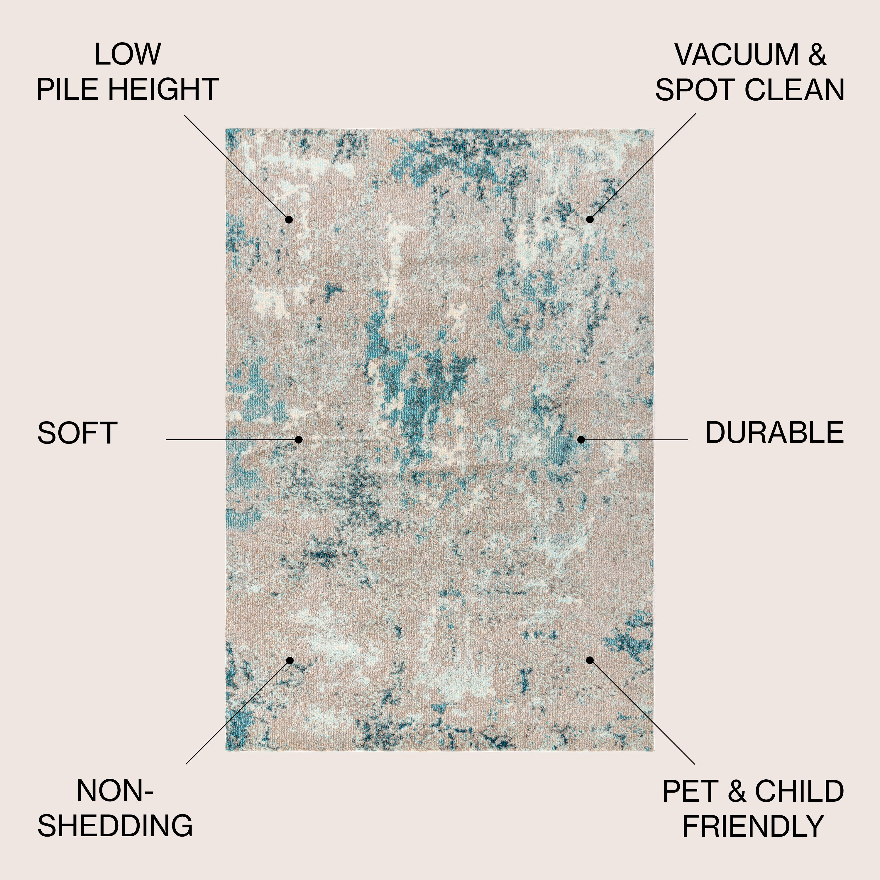 Contemporary POP Burnout Modern Abstract Vintage Faded Area Rug