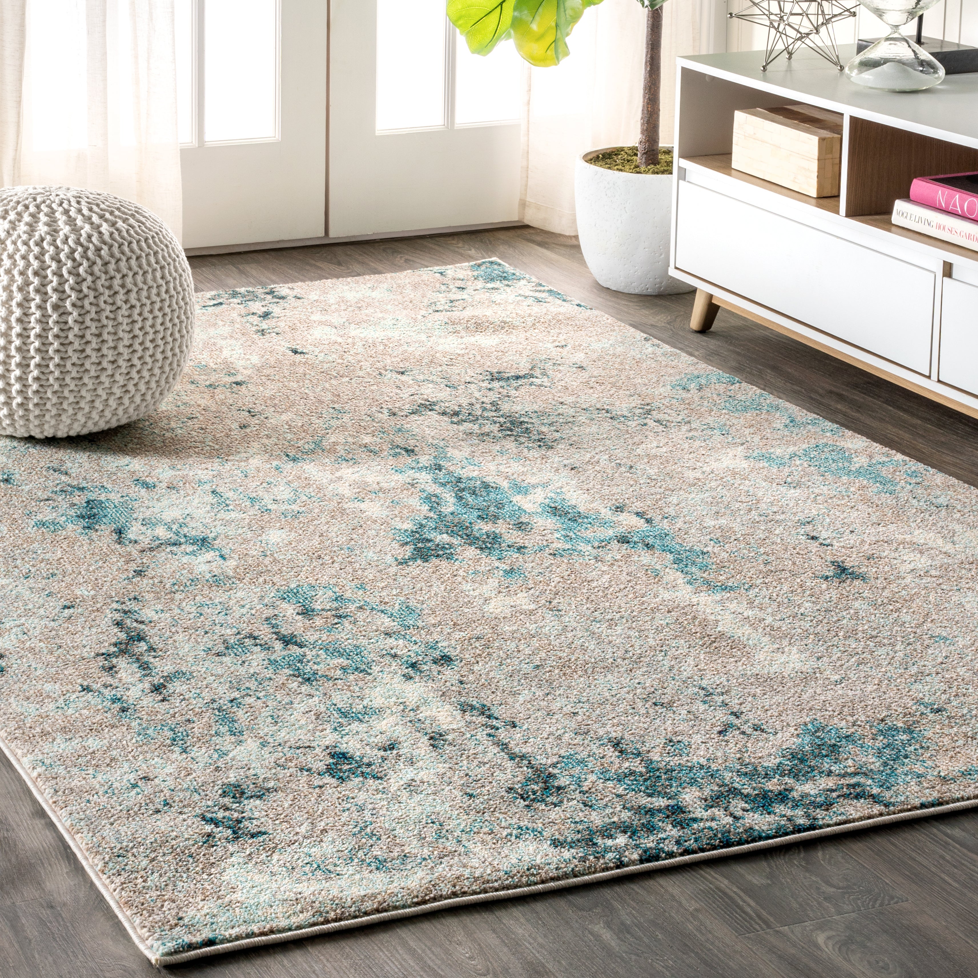 Contemporary POP Burnout Modern Abstract Vintage Faded Area Rug