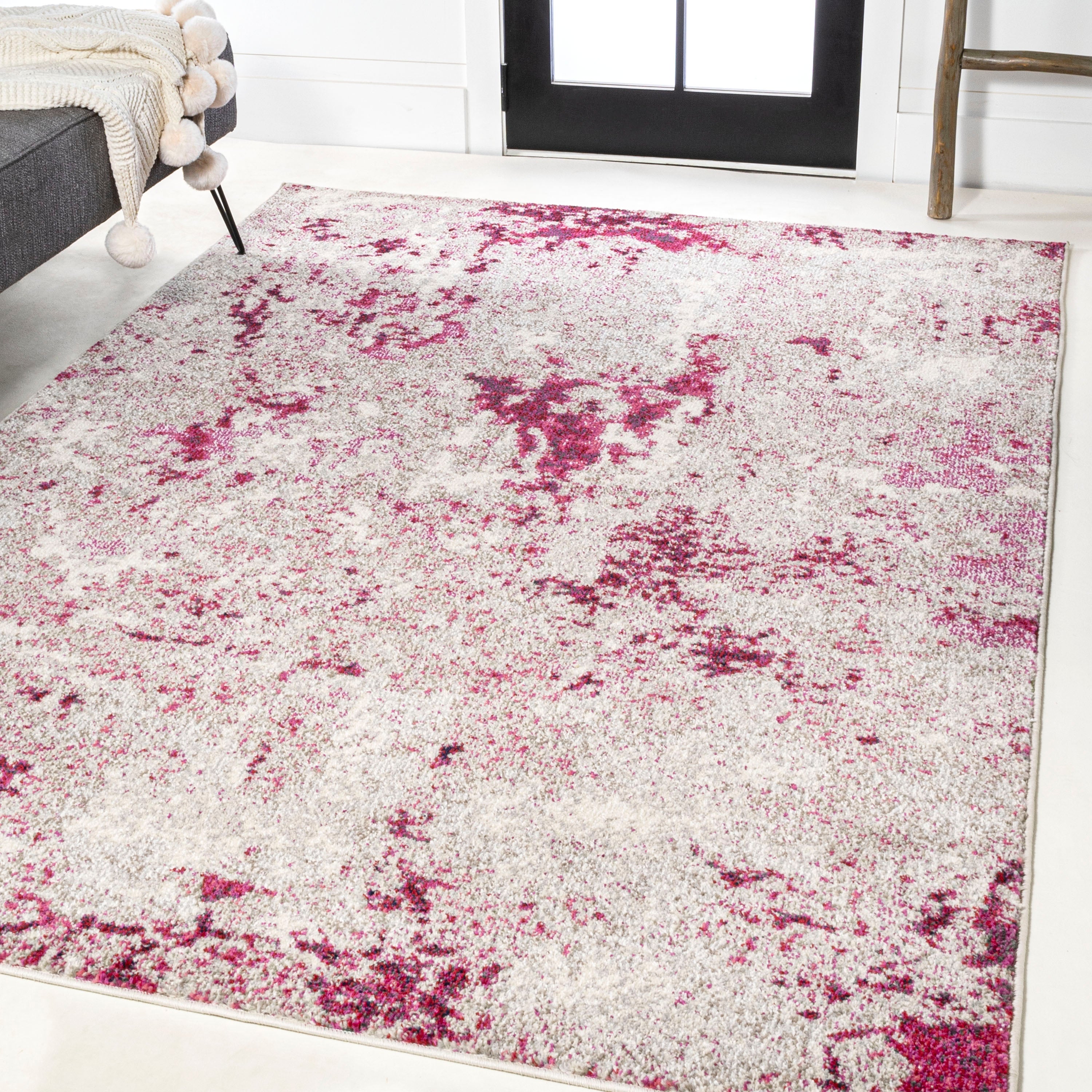 Contemporary POP Burnout Modern Abstract Vintage Faded Area Rug