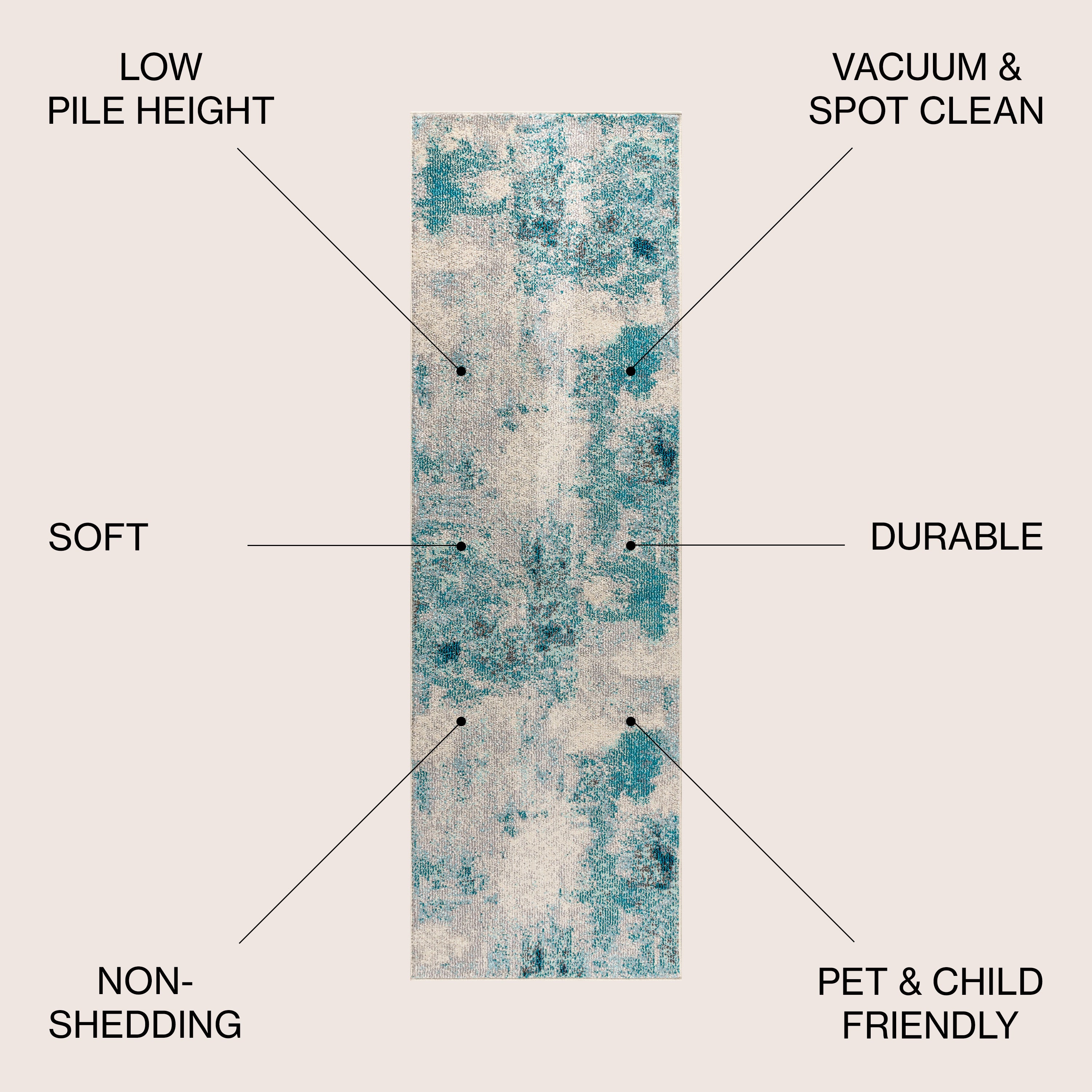 Contemporary POP Brushstroke Modern Abstract Vintage Area Rug
