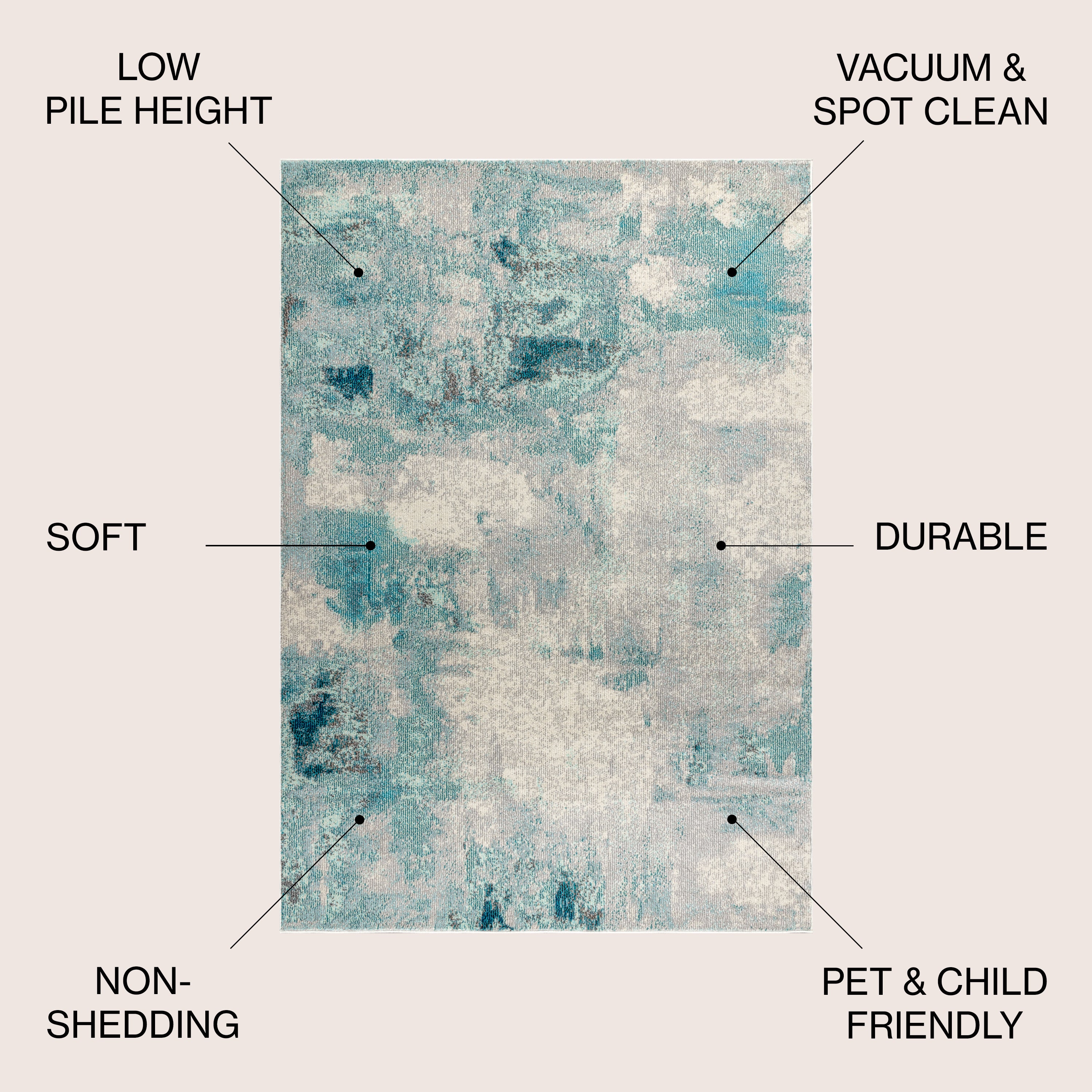 Contemporary POP Brushstroke Modern Abstract Vintage Area Rug