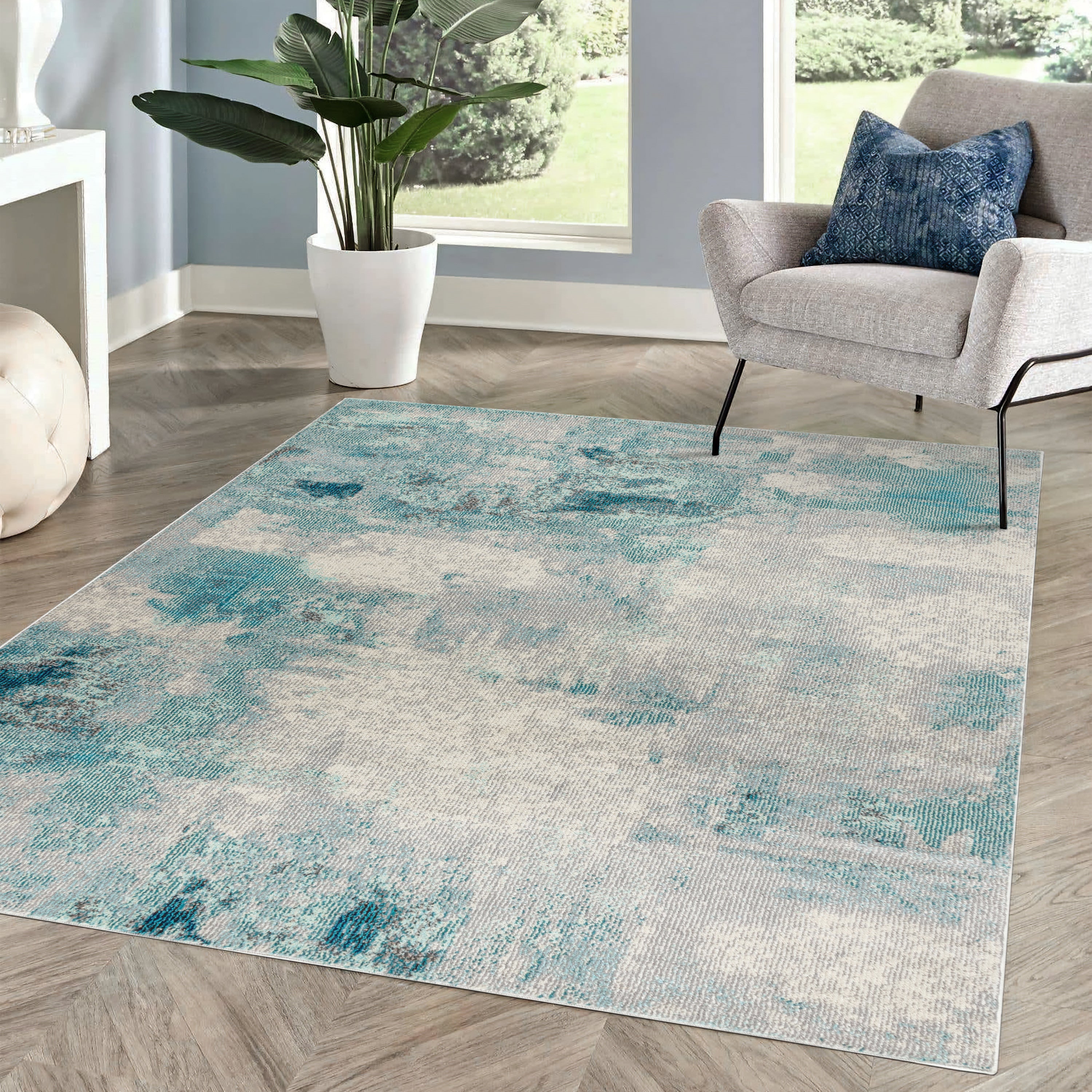 Contemporary POP Brushstroke Modern Abstract Vintage Area Rug