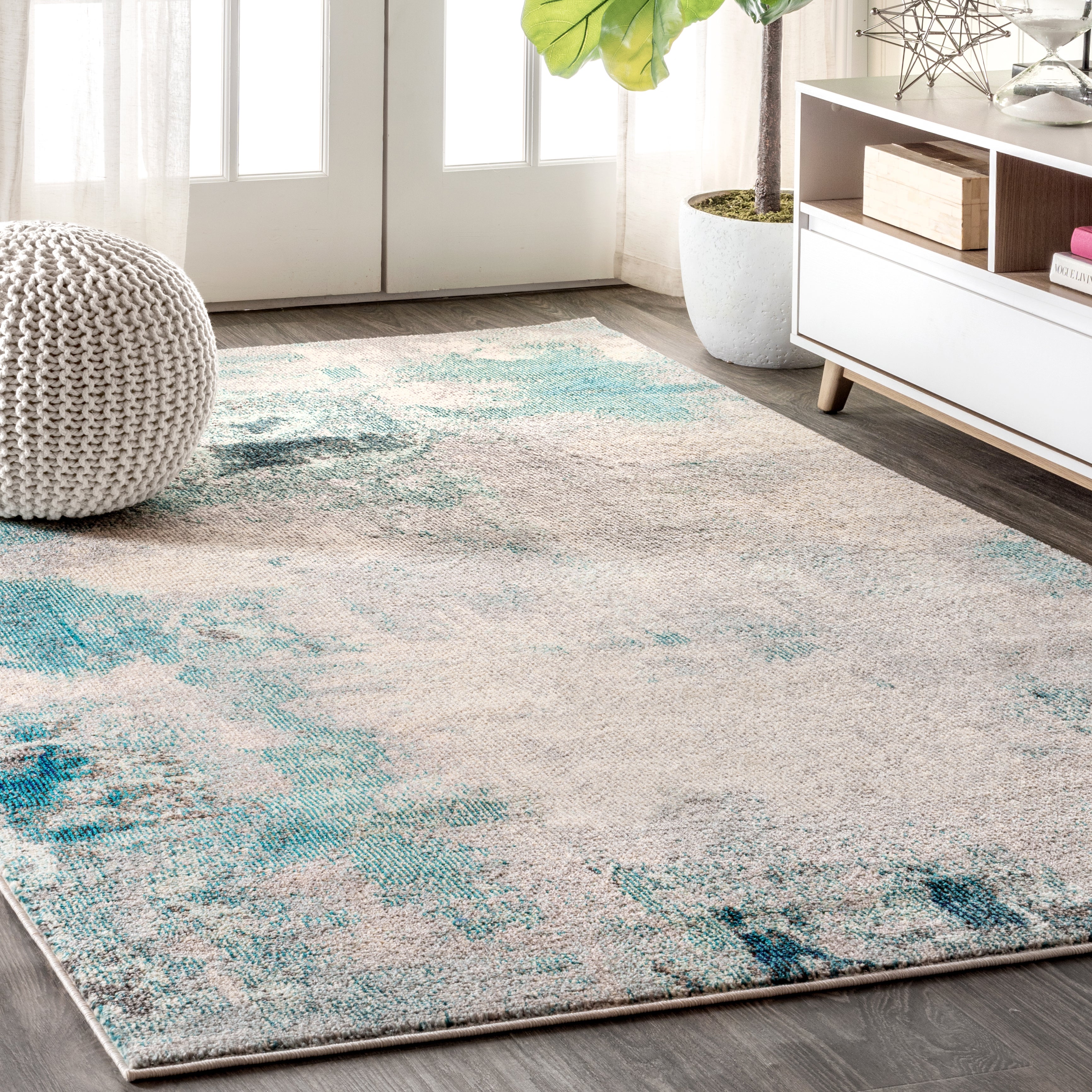 Contemporary POP Brushstroke Modern Abstract Vintage Area Rug