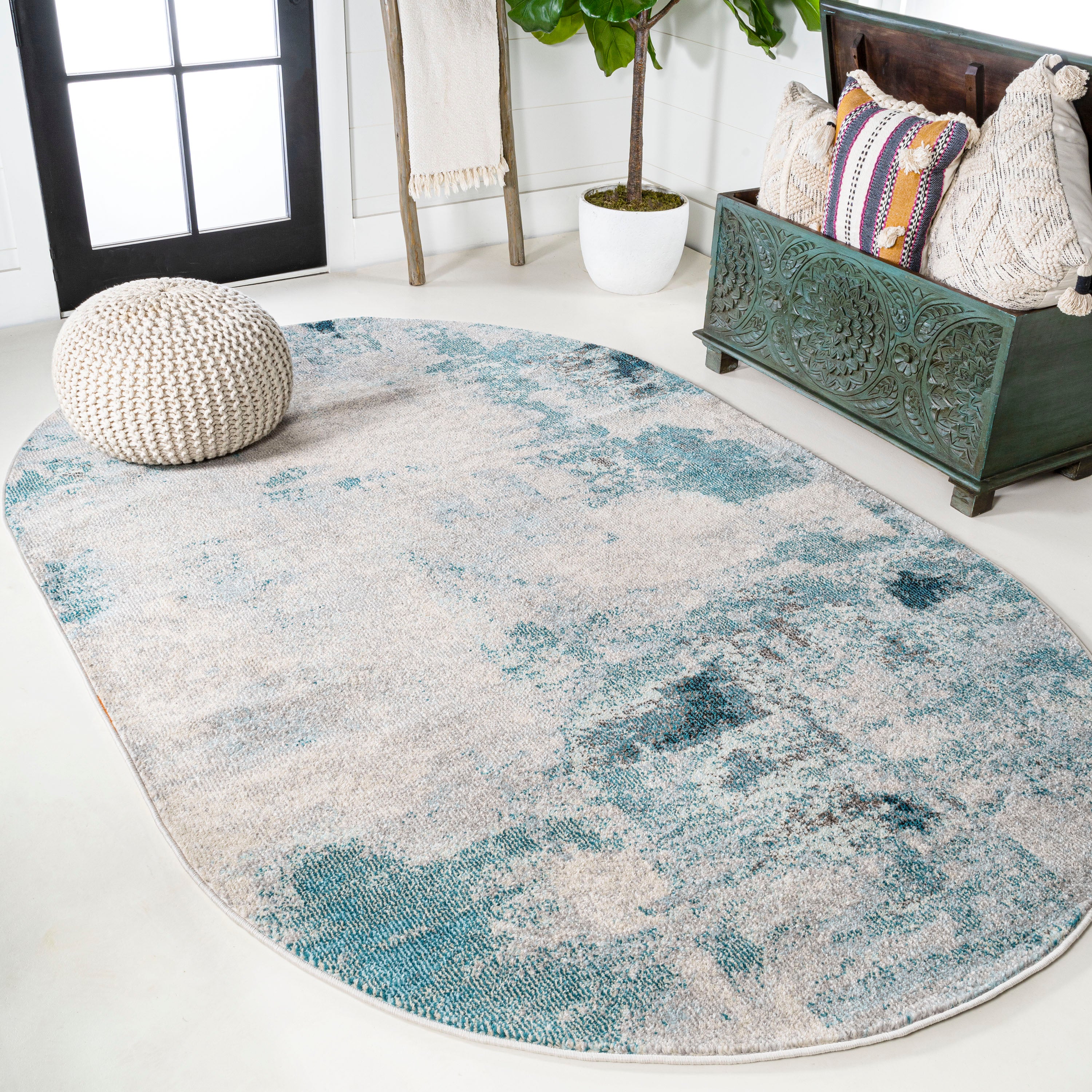 Contemporary POP Brushstroke Modern Abstract Vintage Area Rug