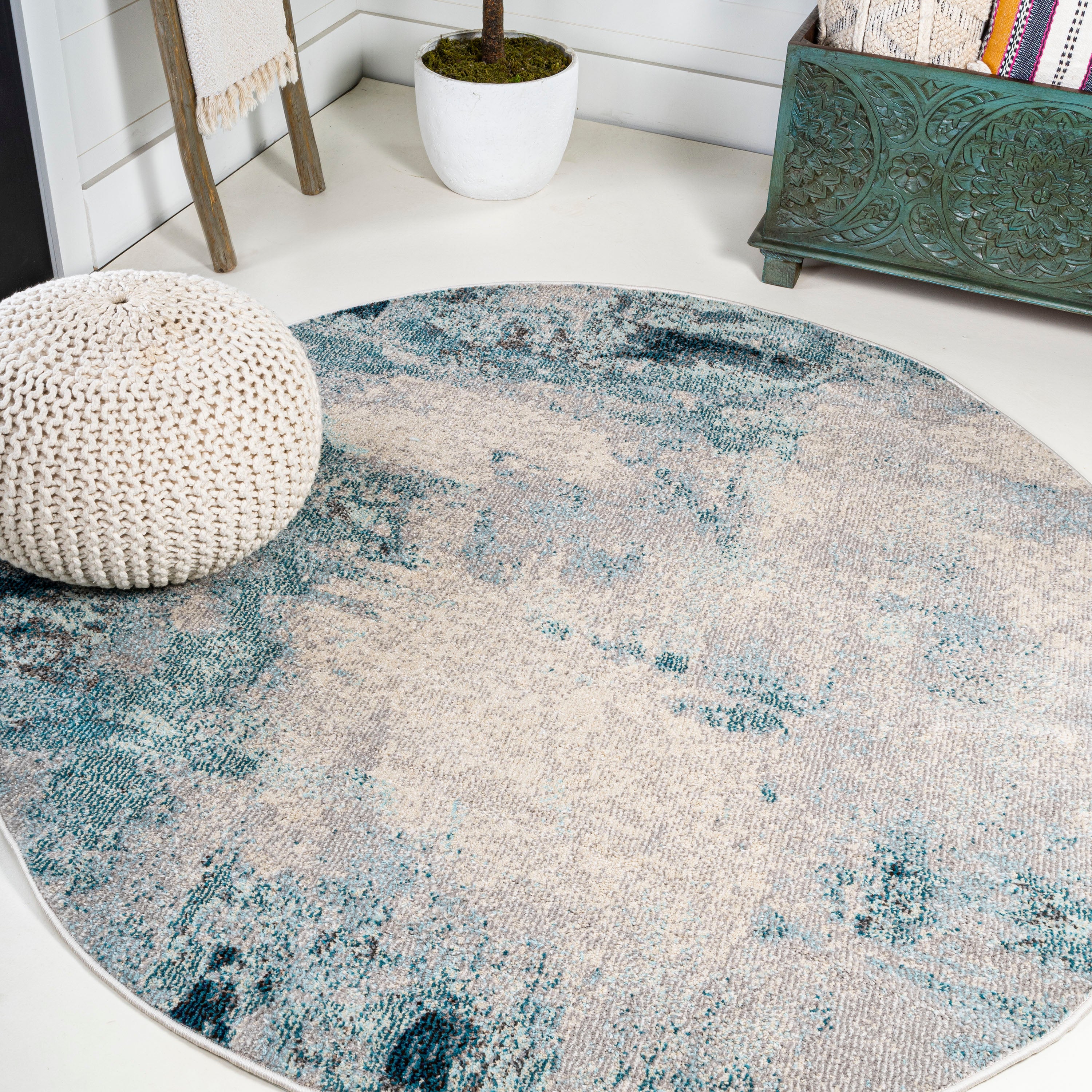 Contemporary POP Brushstroke Modern Abstract Vintage Area Rug