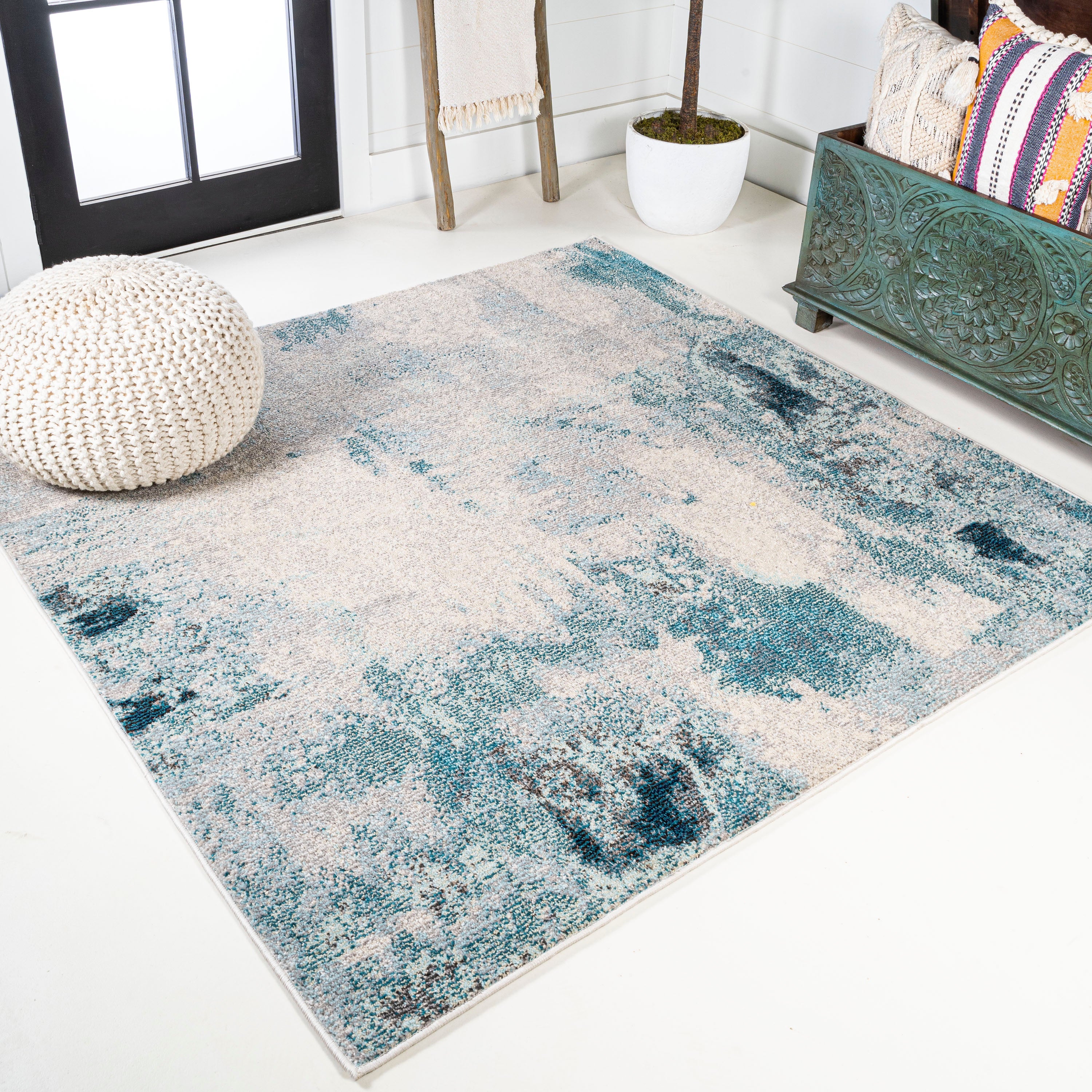 Contemporary POP Brushstroke Modern Abstract Vintage Area Rug