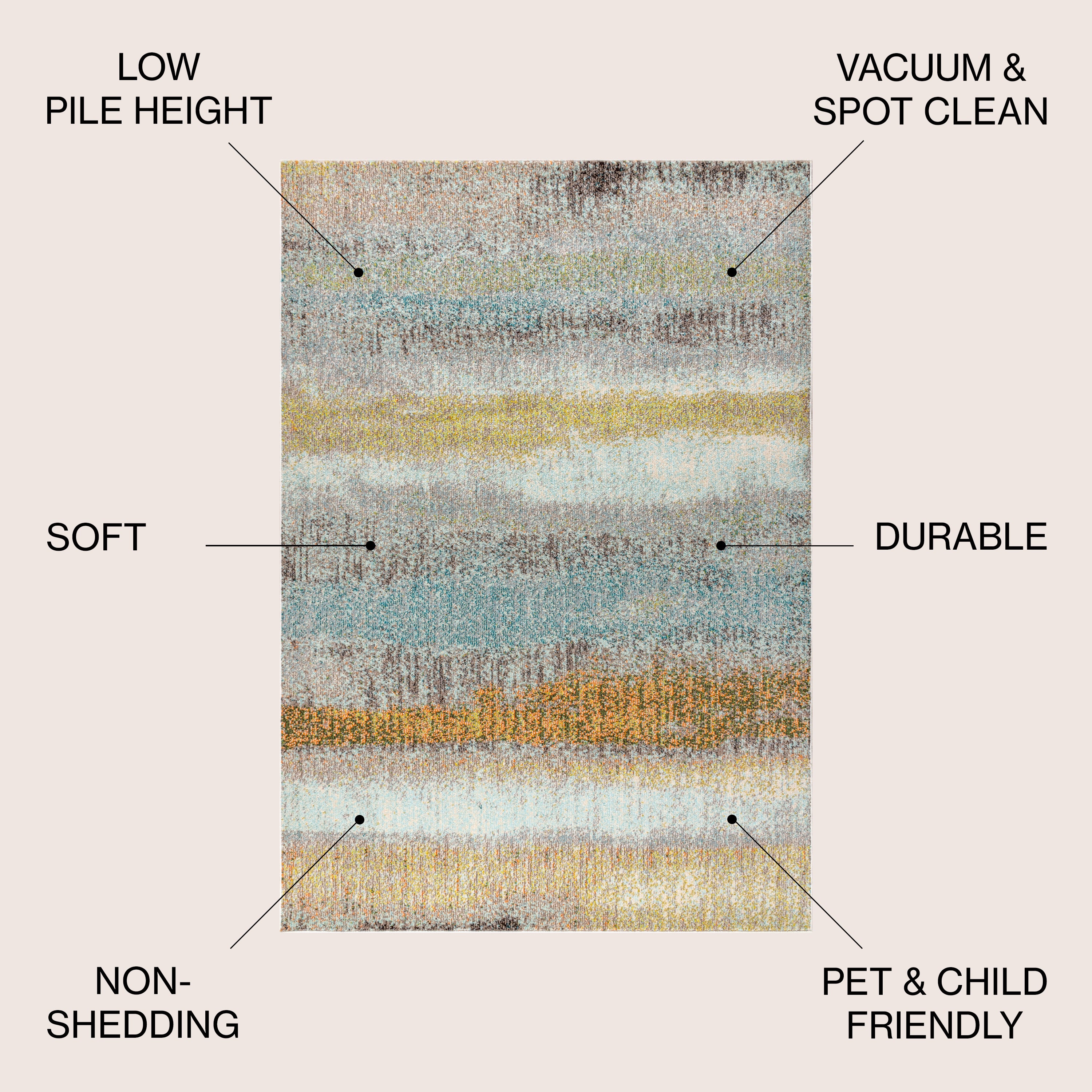 Contemporary POP Stripe Modern Abstract Vintage Area Rug