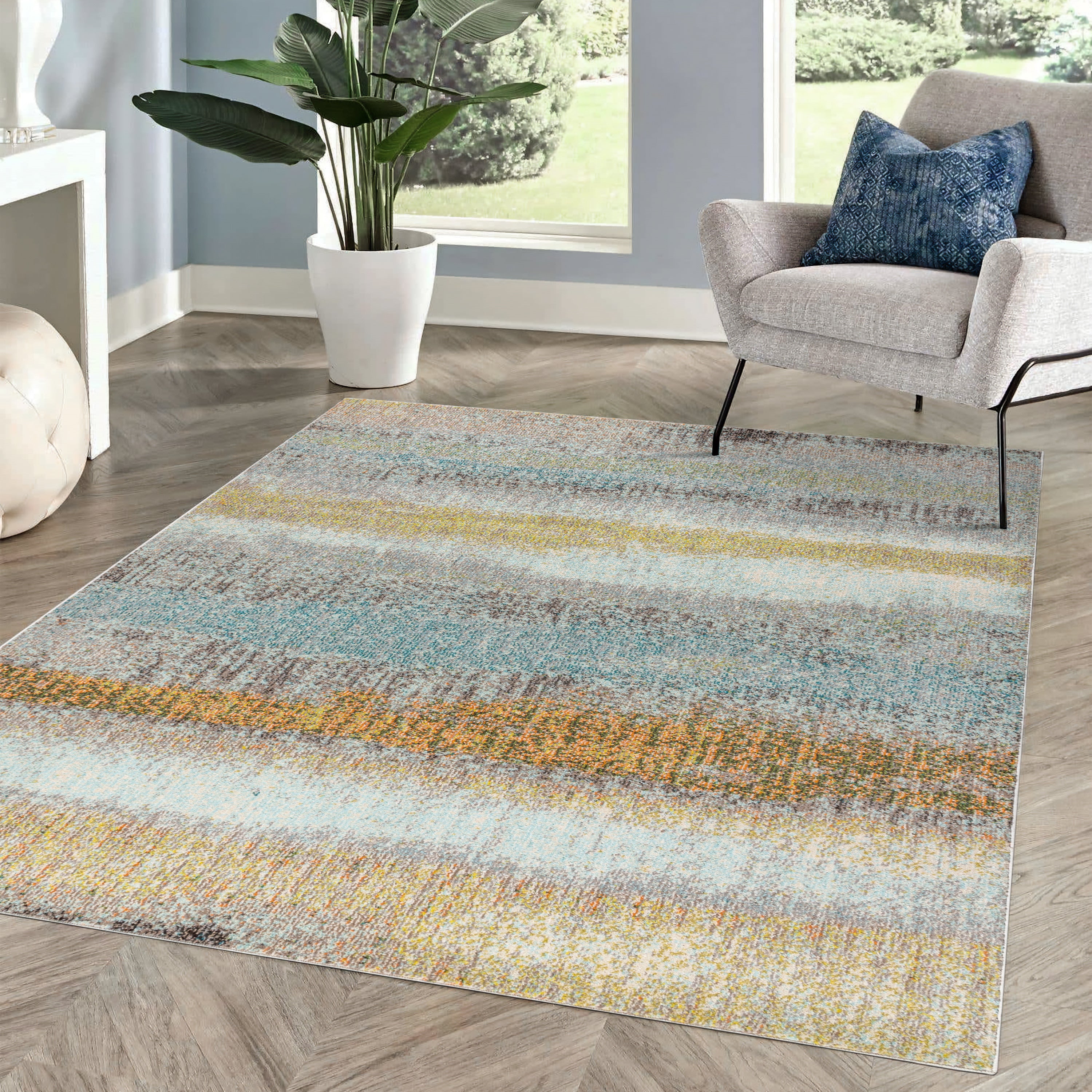 Contemporary POP Stripe Modern Abstract Vintage Area Rug
