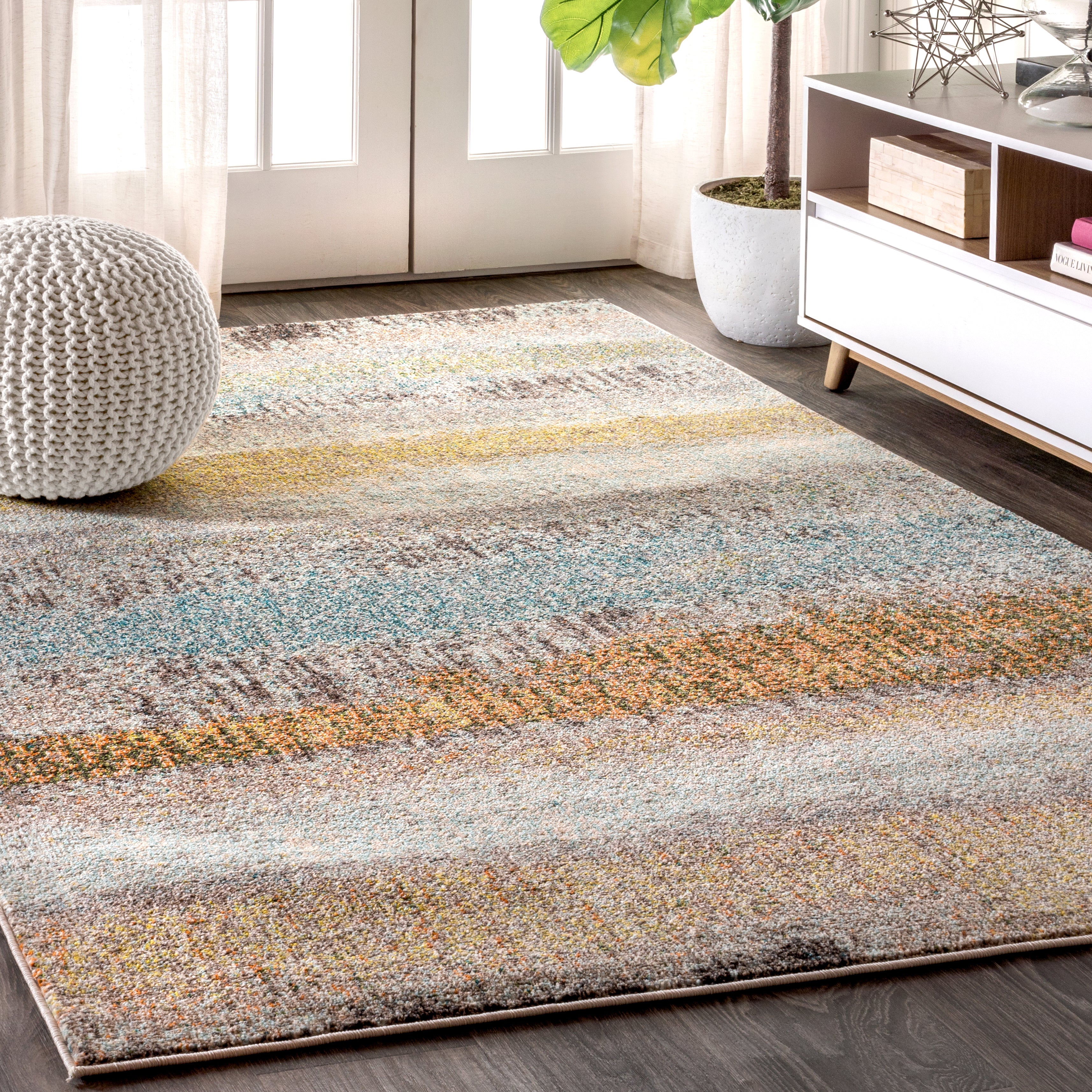Contemporary POP Stripe Modern Abstract Vintage Area Rug