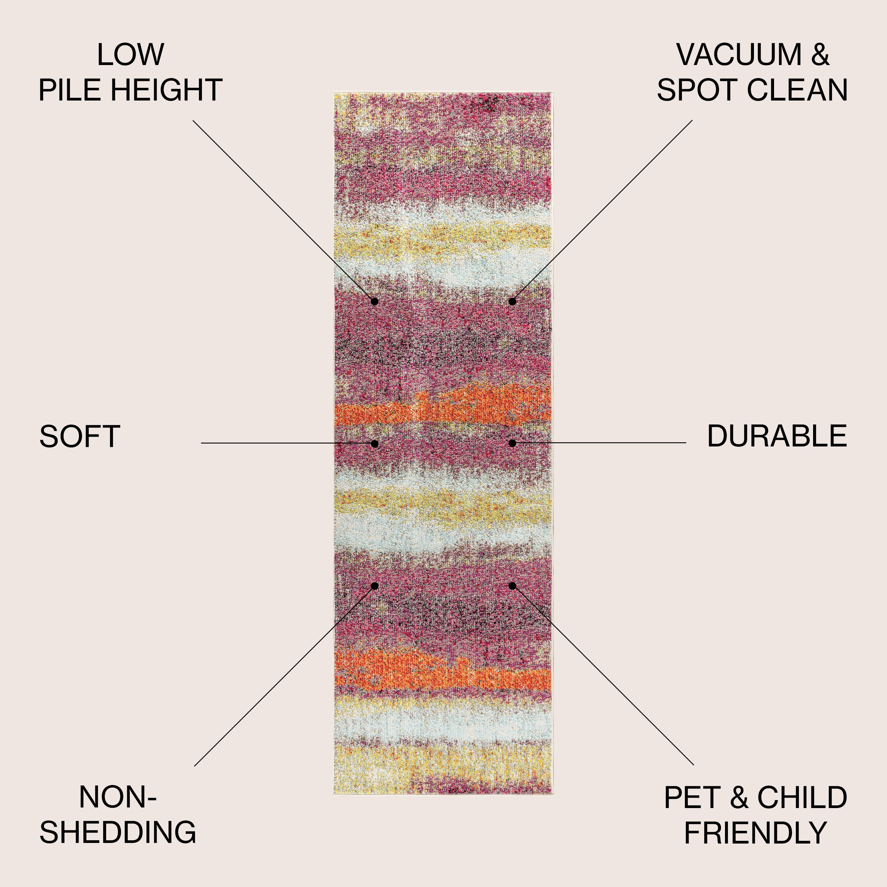 Contemporary POP Stripe Modern Abstract Vintage Area Rug