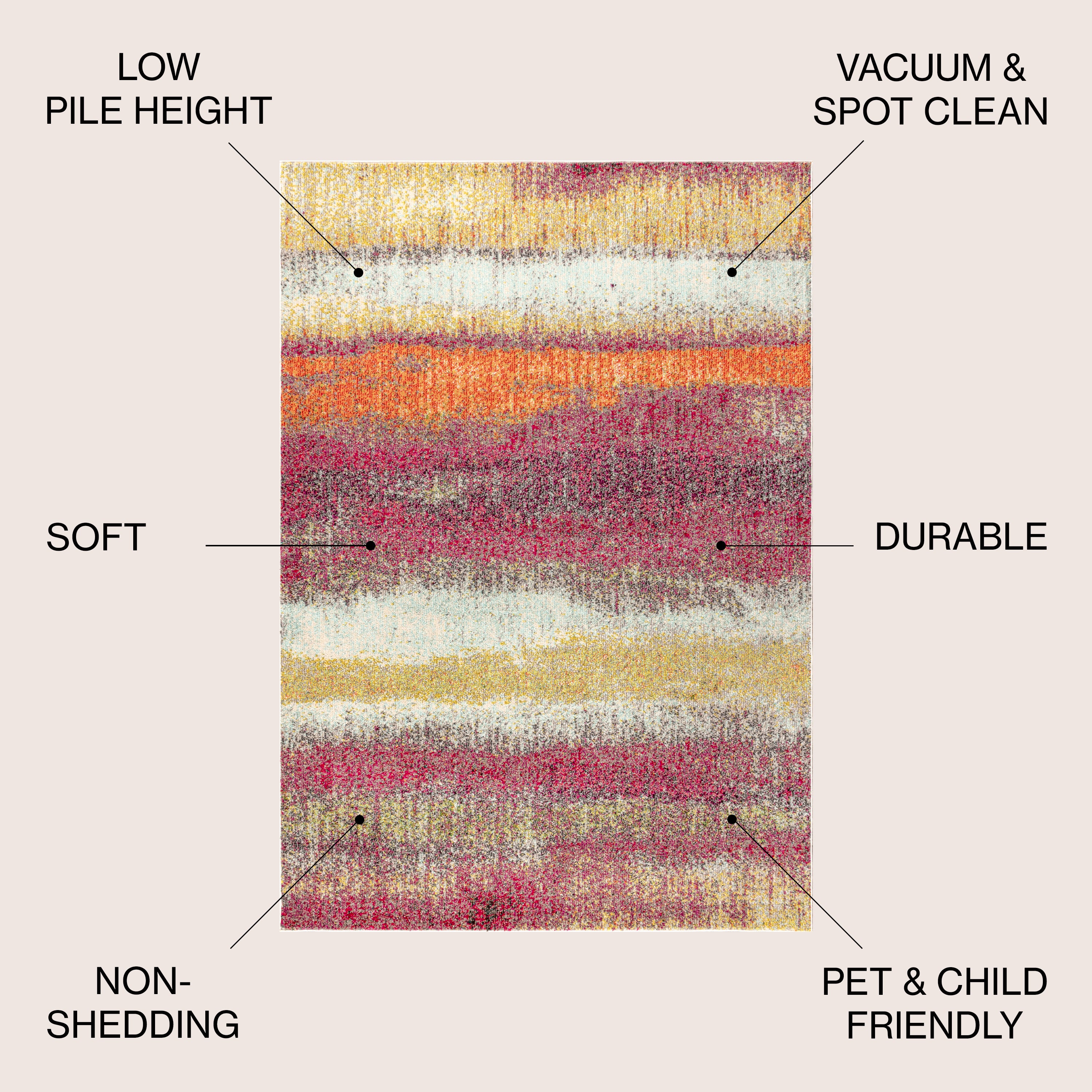 Contemporary POP Stripe Modern Abstract Vintage Area Rug