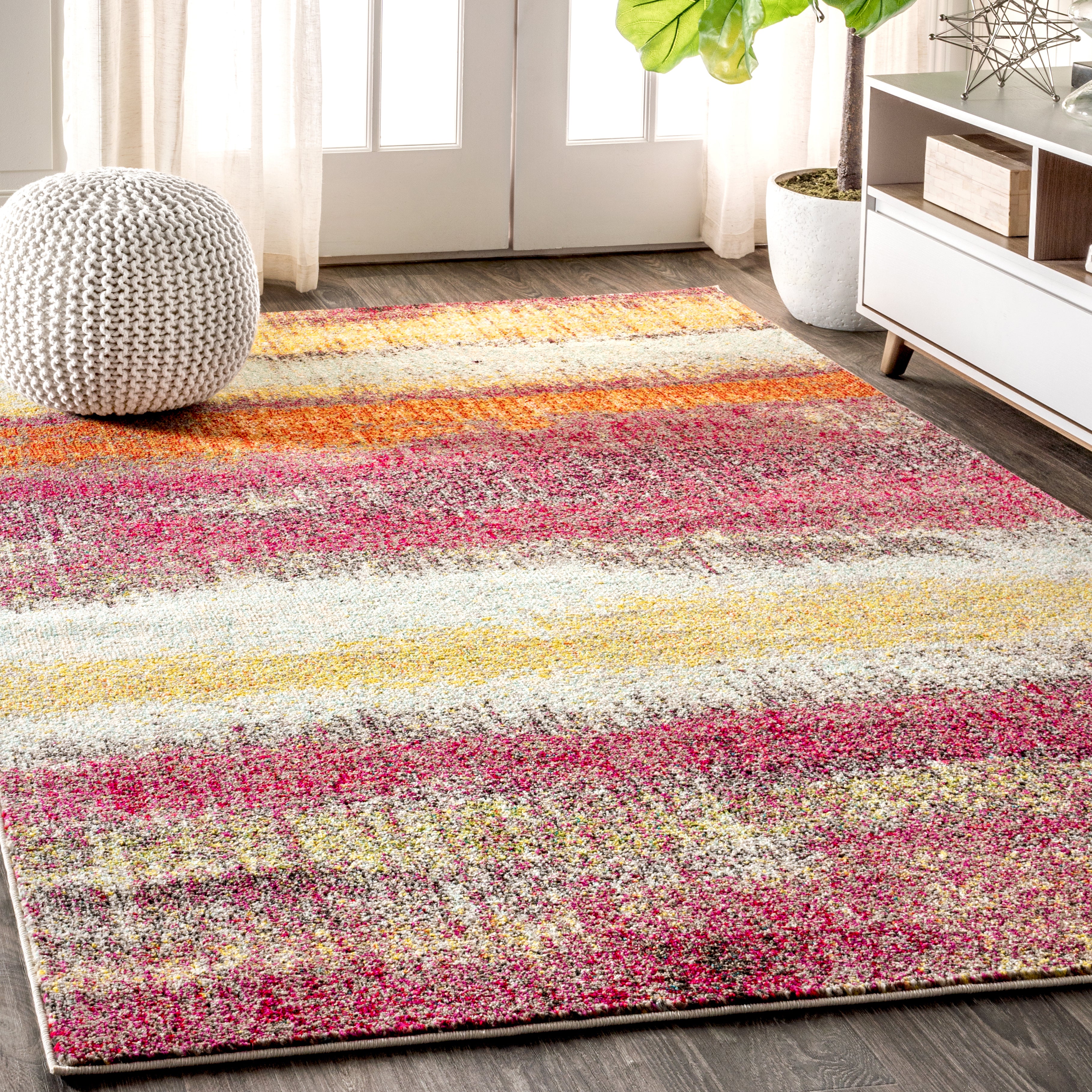Contemporary POP Stripe Modern Abstract Vintage Area Rug
