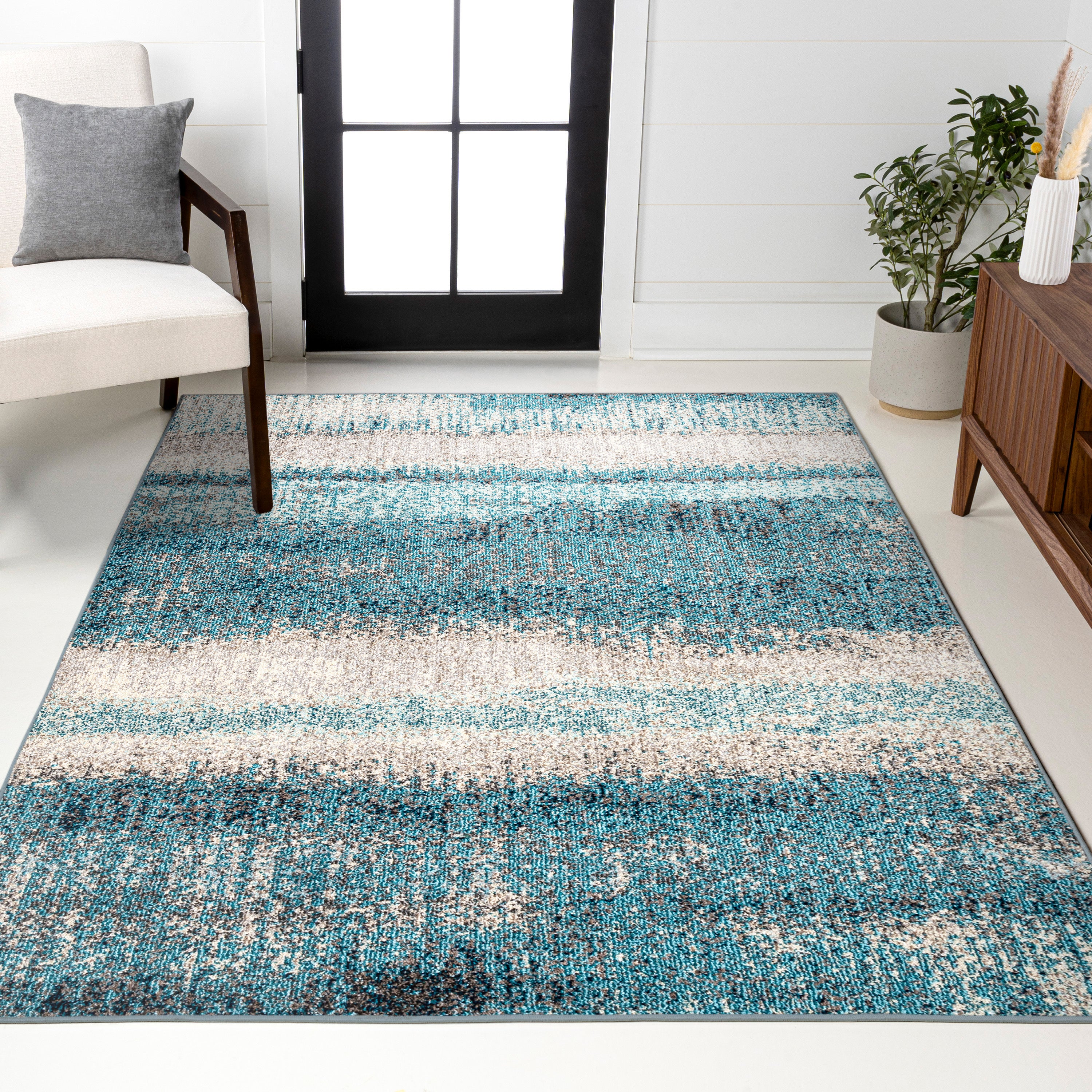 Contemporary POP Stripe Modern Abstract Vintage Area Rug