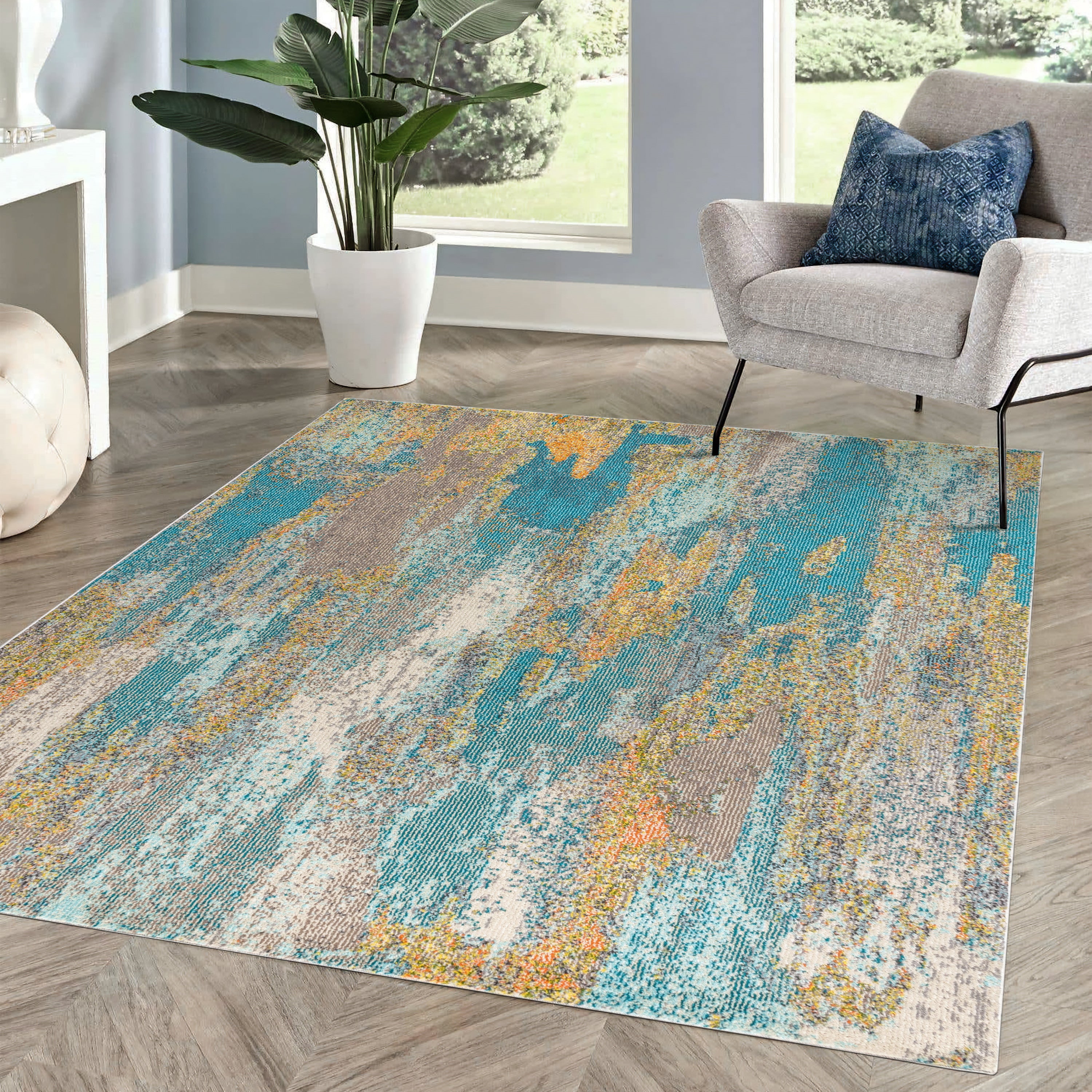 Contemporary POP Modern Abstract Vintage Waterfall Area Rug