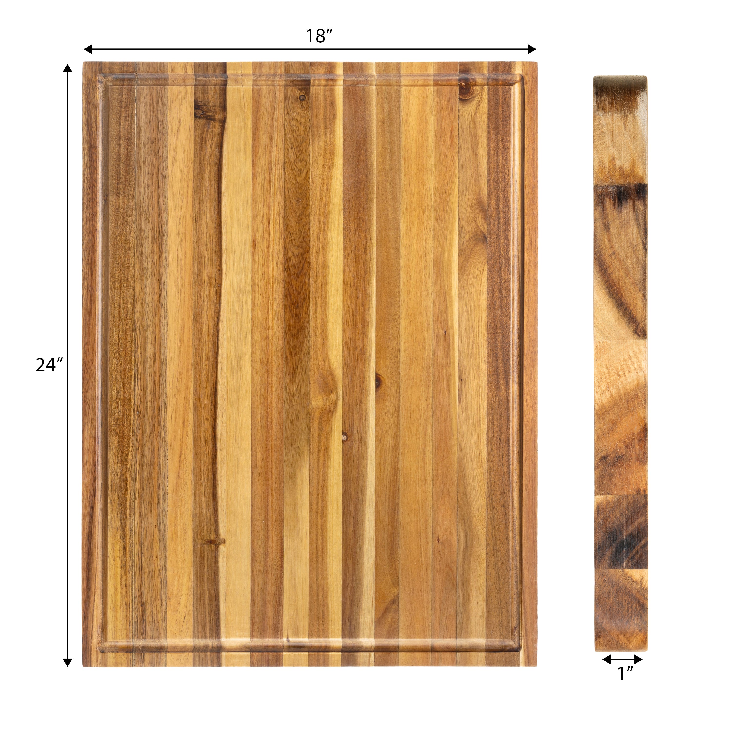 Eldridge Handcrafted Acacia Wood Reversible Cutting Board with Juice Grooves