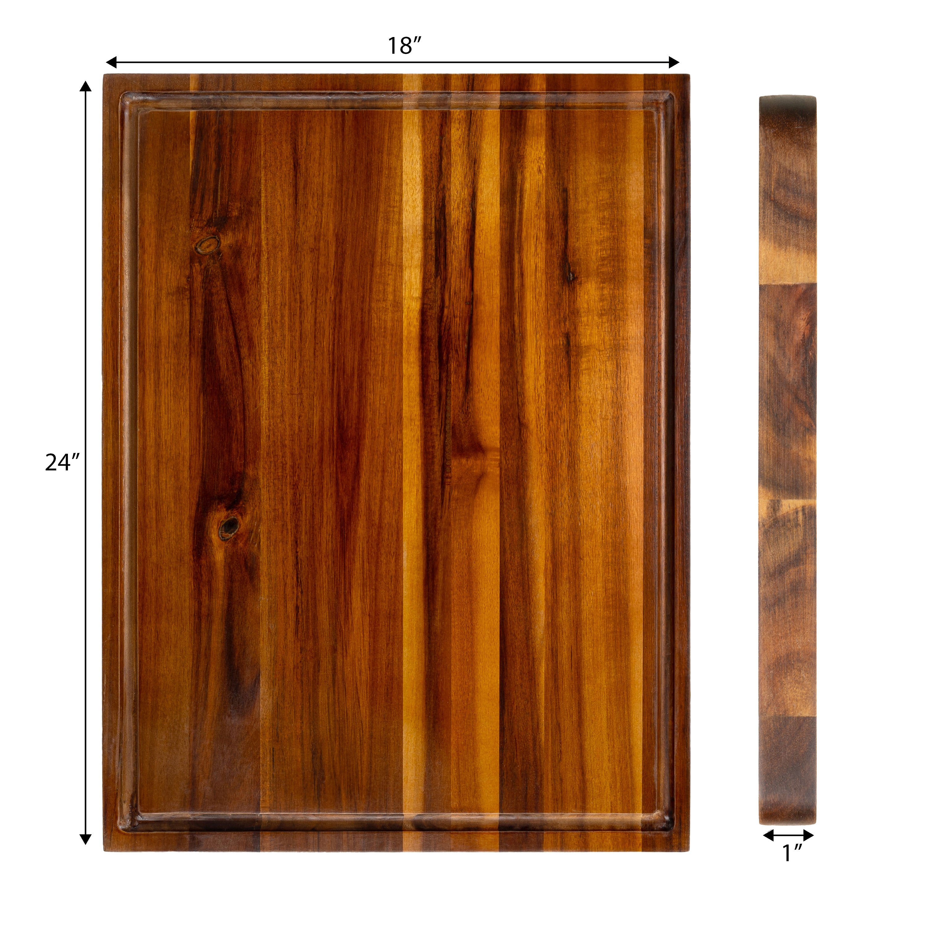 Eldridge Handcrafted Acacia Wood Reversible Cutting Board with Juice Grooves