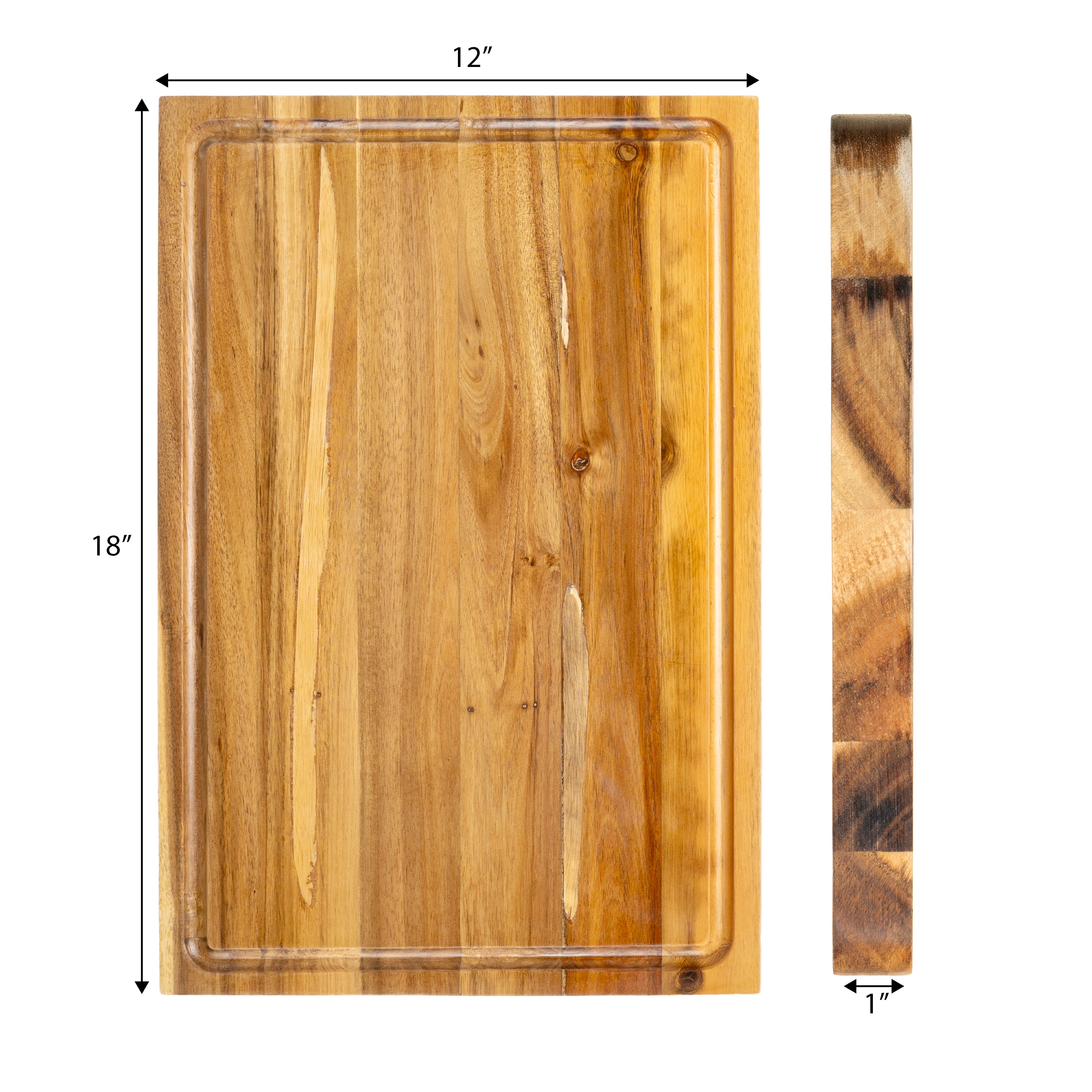 Eldridge Handcrafted Acacia Wood Reversible Cutting Board with Juice Grooves