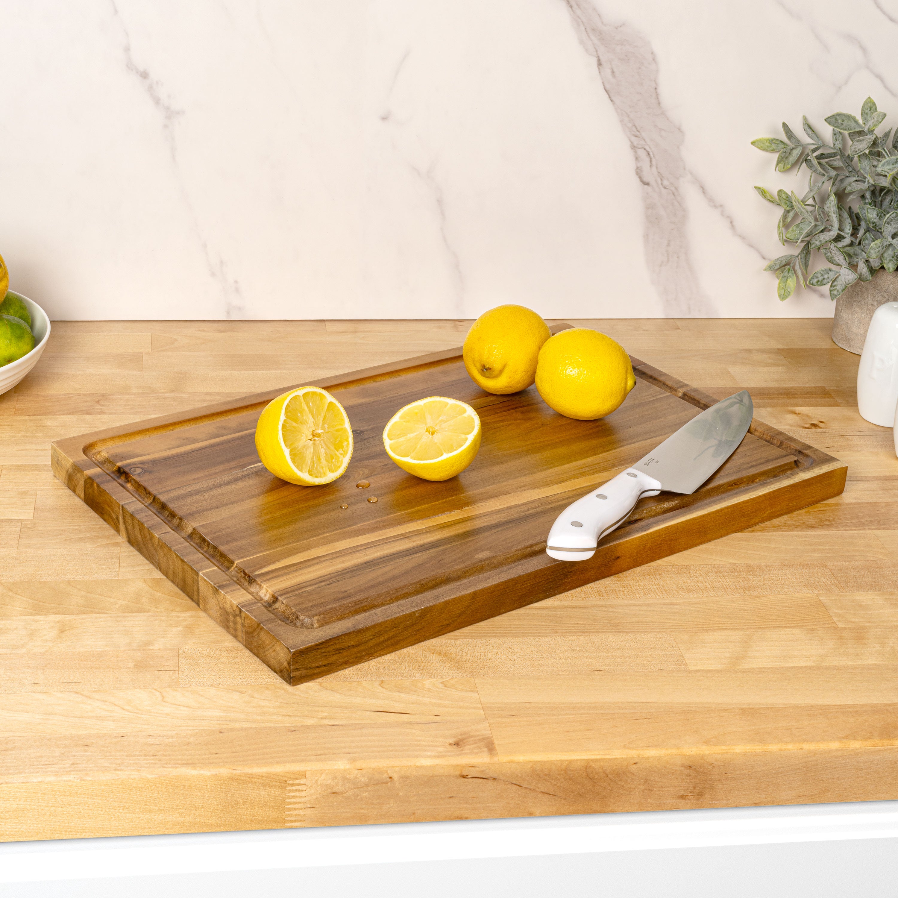 Eldridge Handcrafted Acacia Wood Reversible Cutting Board with Juice Grooves