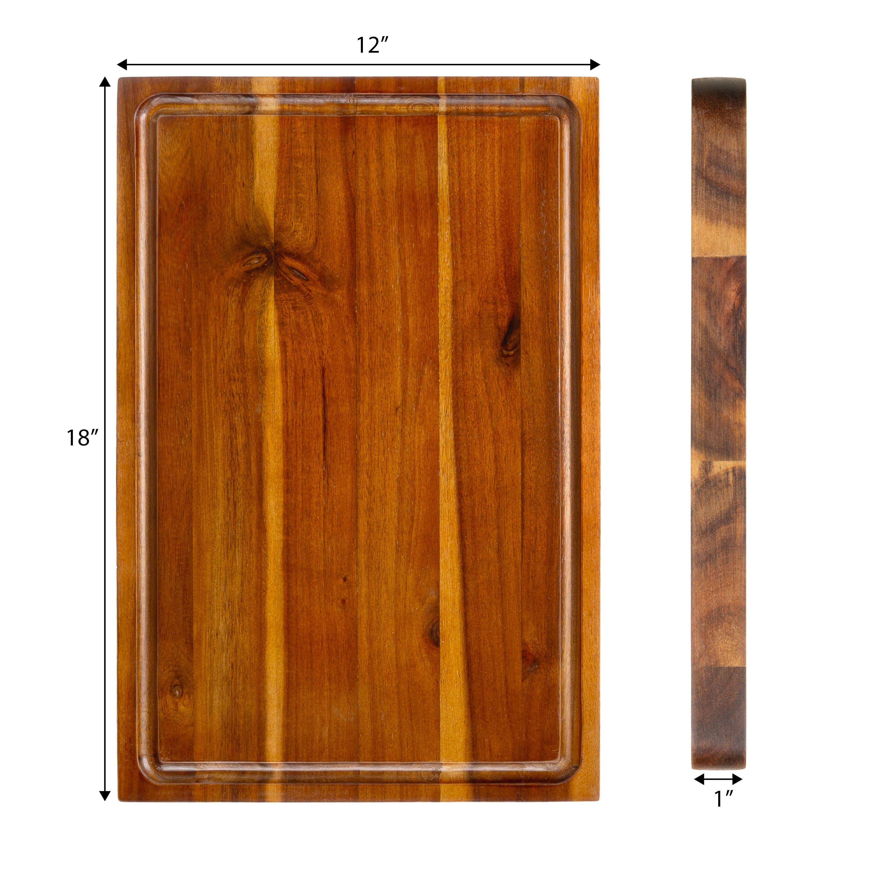 Eldridge Handcrafted Acacia Wood Reversible Cutting Board with Juice Grooves