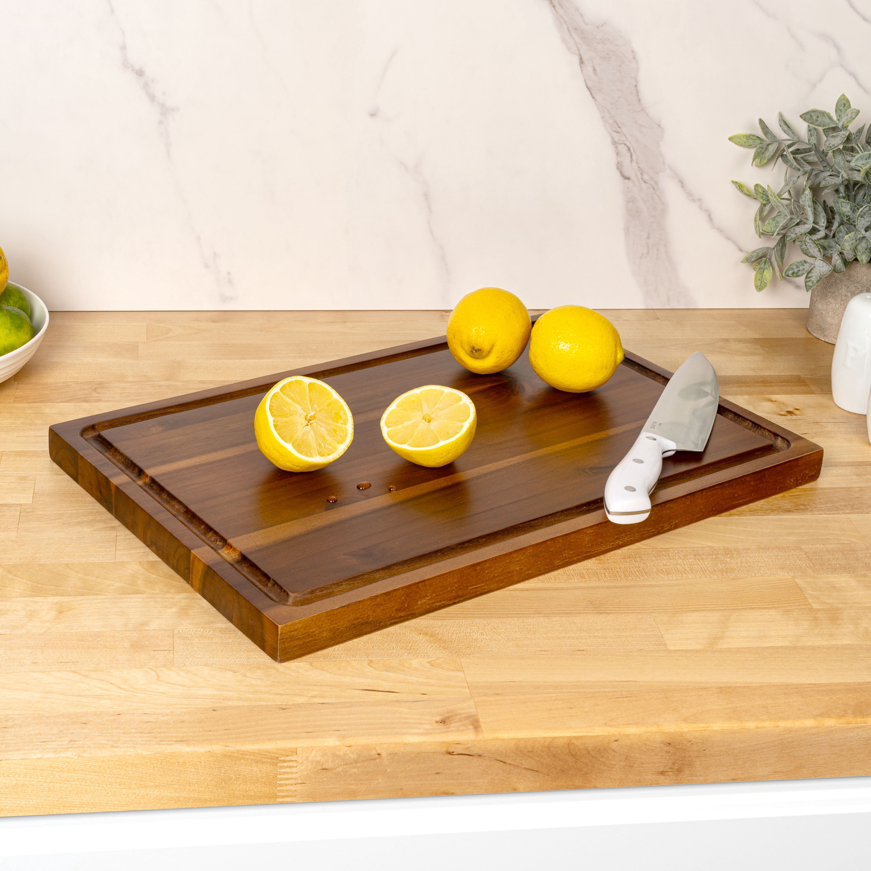 Eldridge Handcrafted Acacia Wood Reversible Cutting Board with Juice Grooves