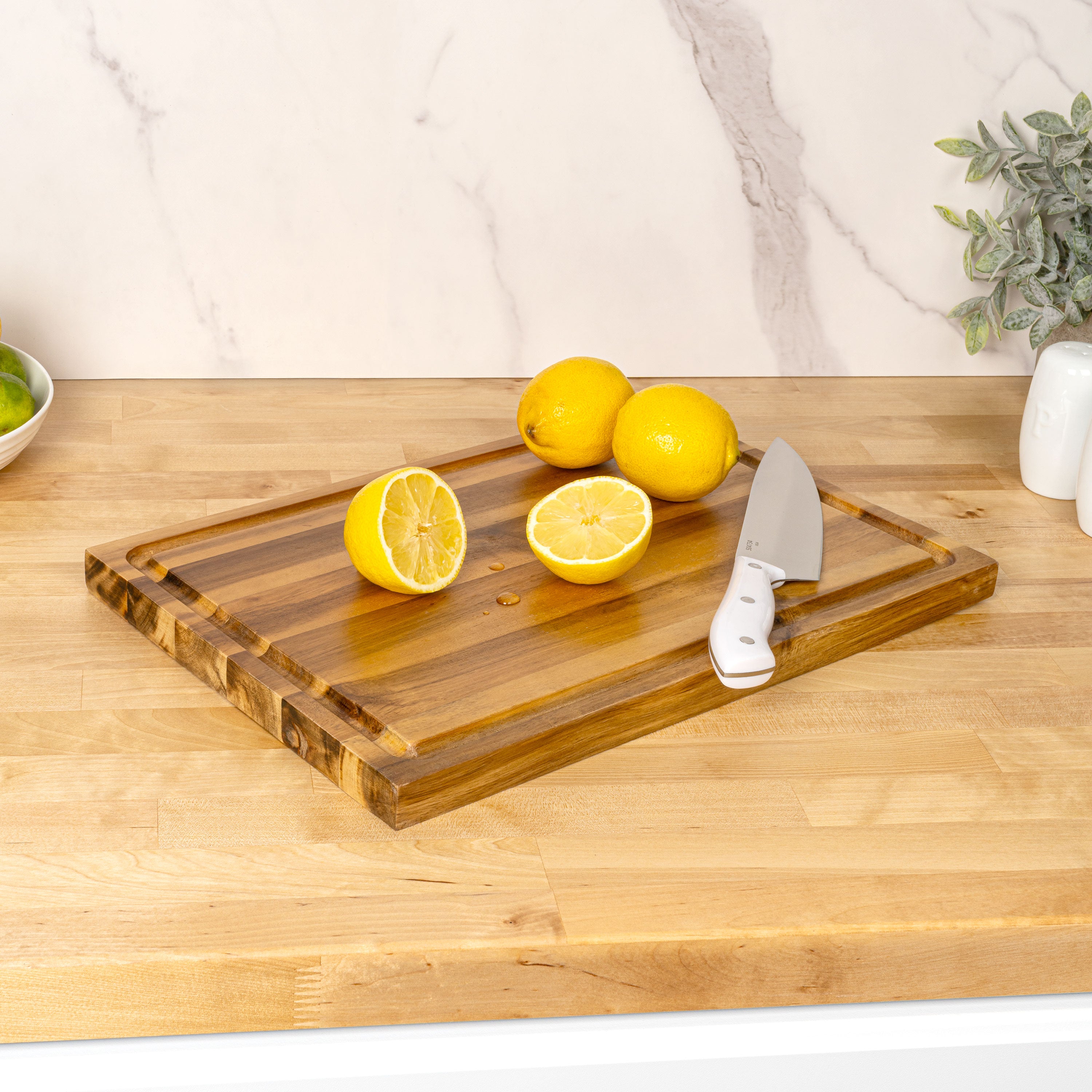 Eldridge Handcrafted Acacia Wood Reversible Cutting Board with Juice Grooves
