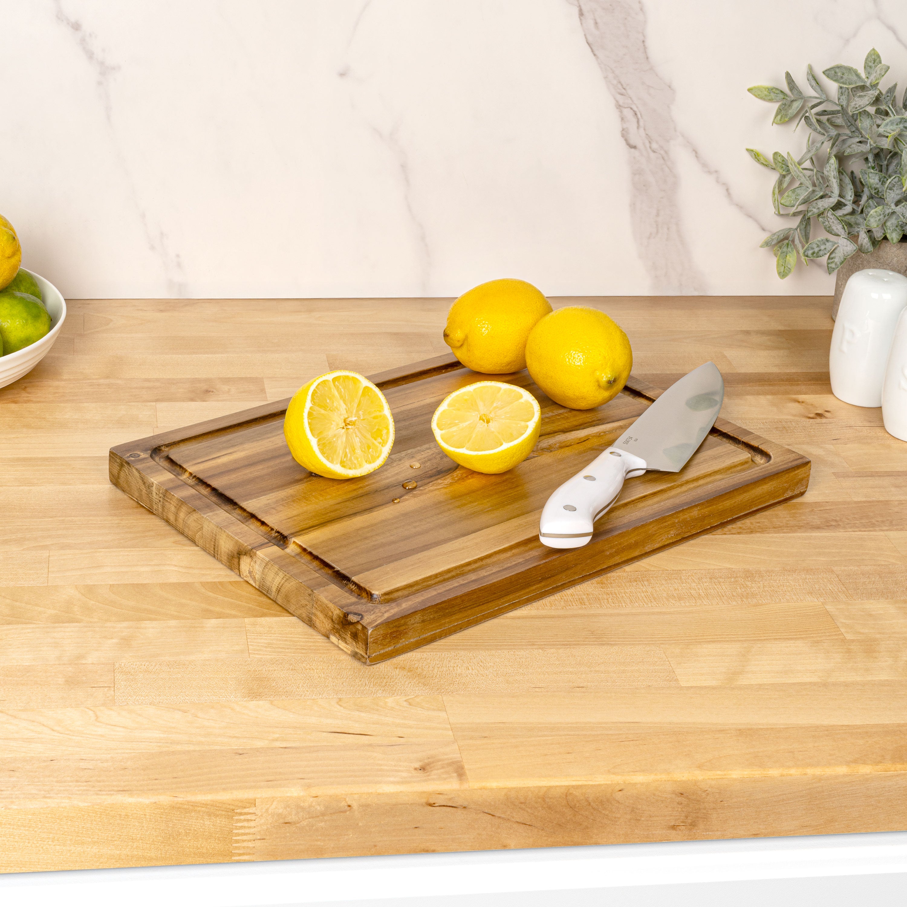 Eldridge Handcrafted Acacia Wood Reversible Cutting Board with Juice Grooves