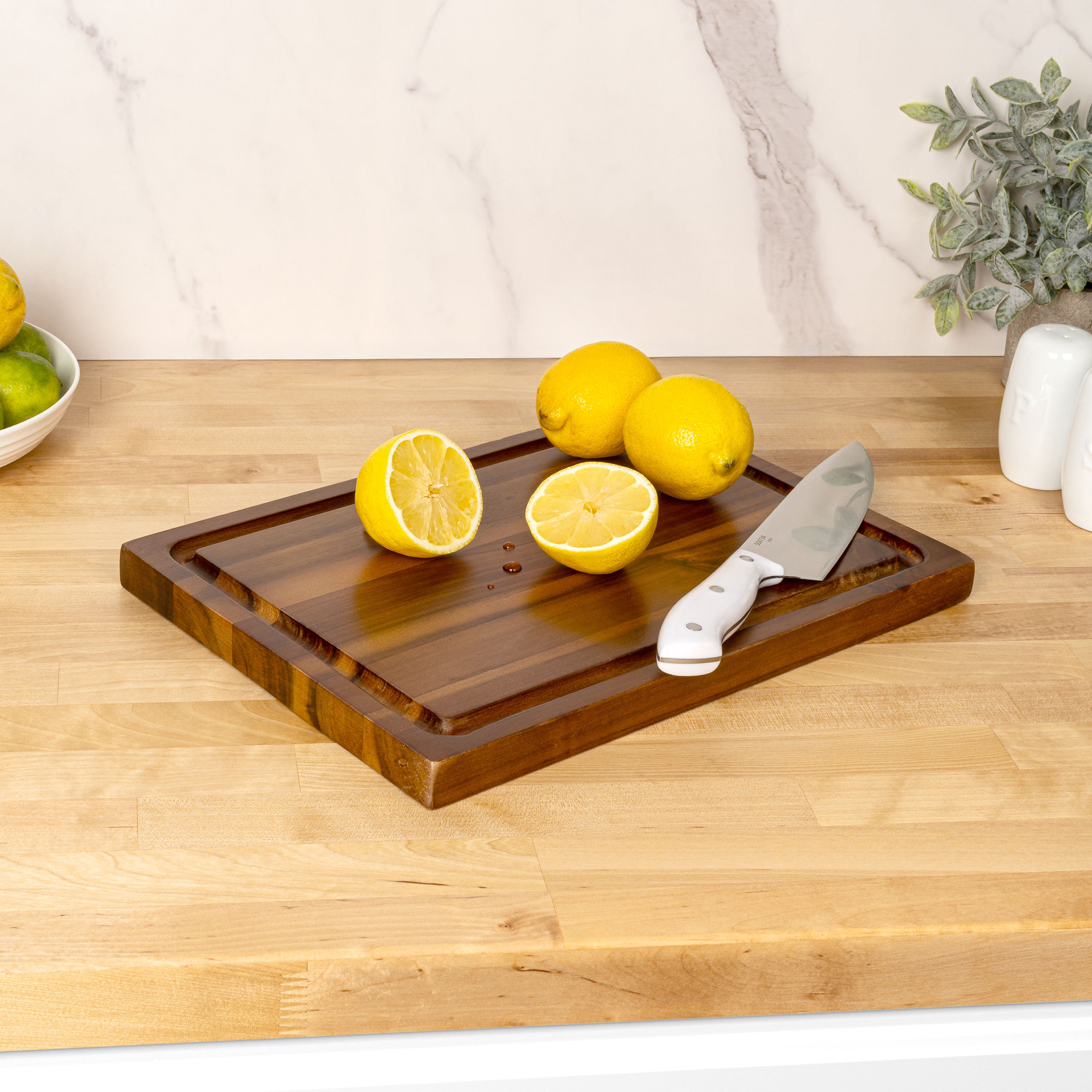 Eldridge Handcrafted Acacia Wood Reversible Cutting Board with Juice Grooves