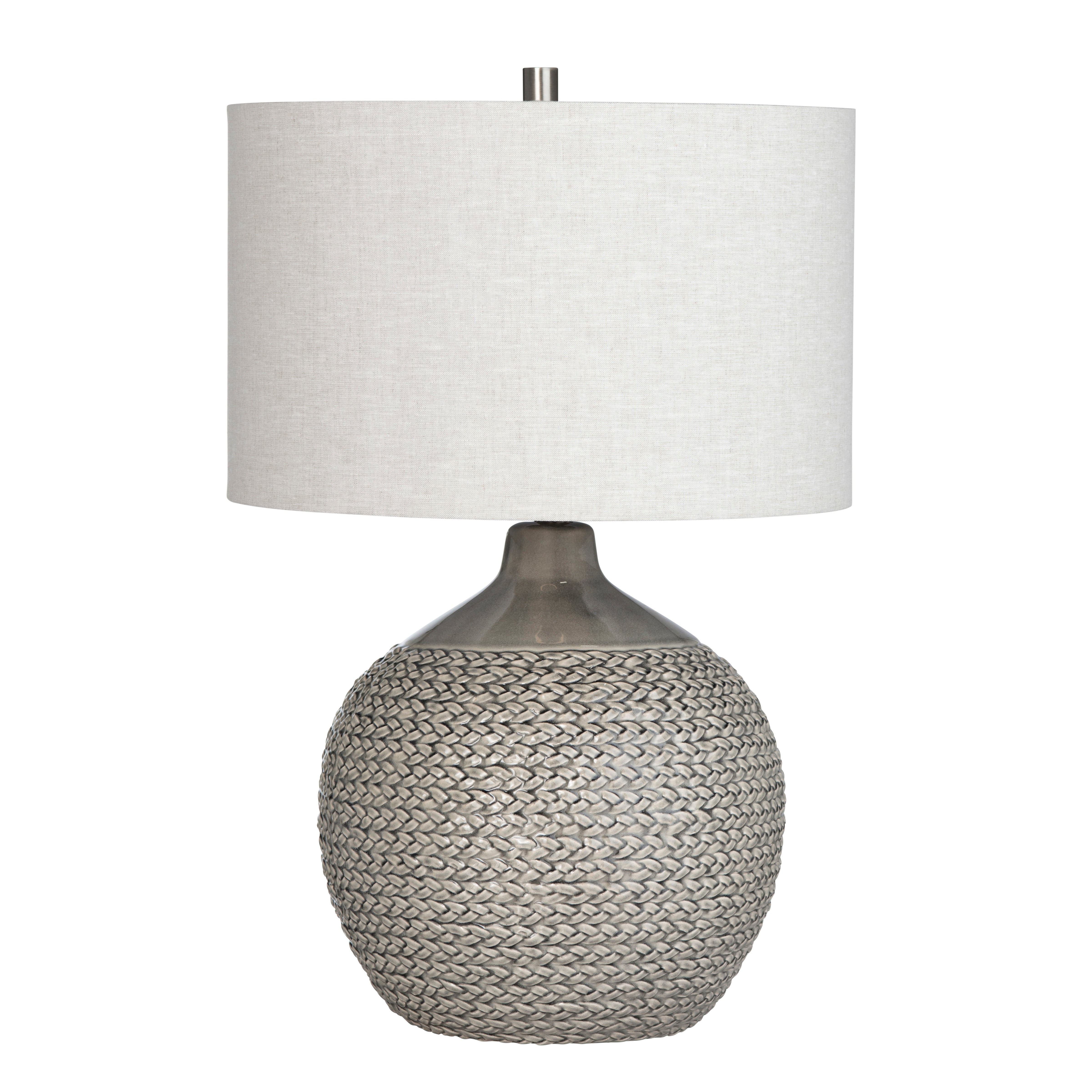 Ceramic Woven Texture Table Lamp with Linen Shade