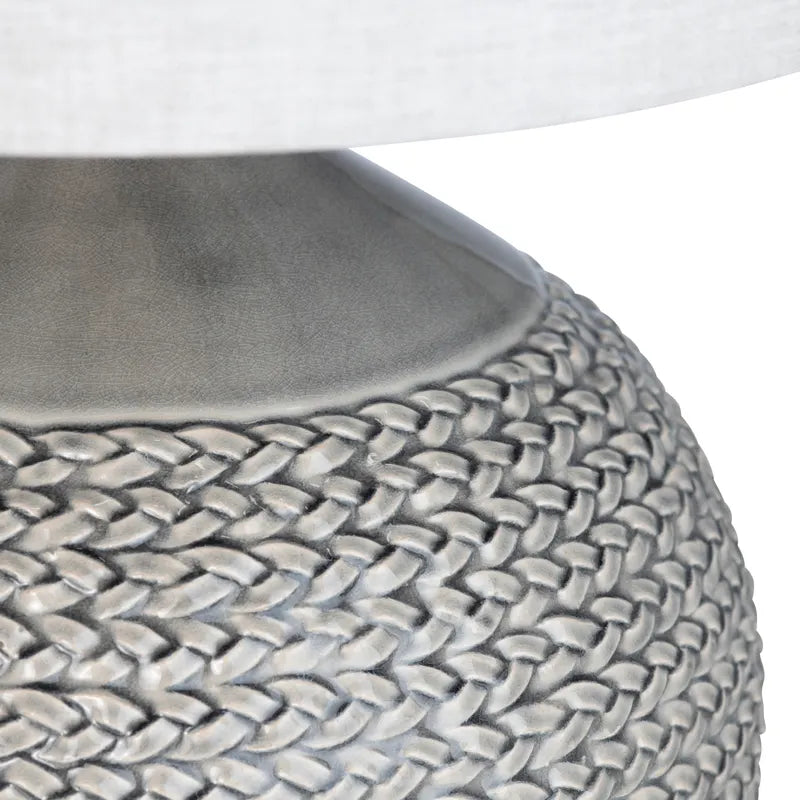 Ceramic Woven Texture Table Lamp with Linen Shade