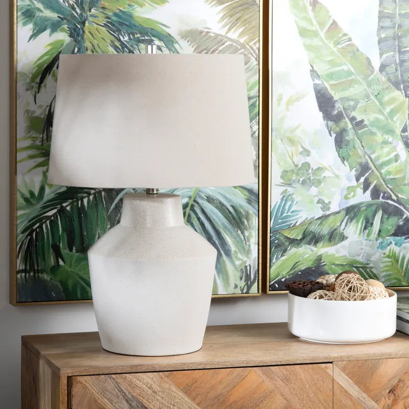 Ivory Tapered Ceramic Table Lamp with Cream Shade