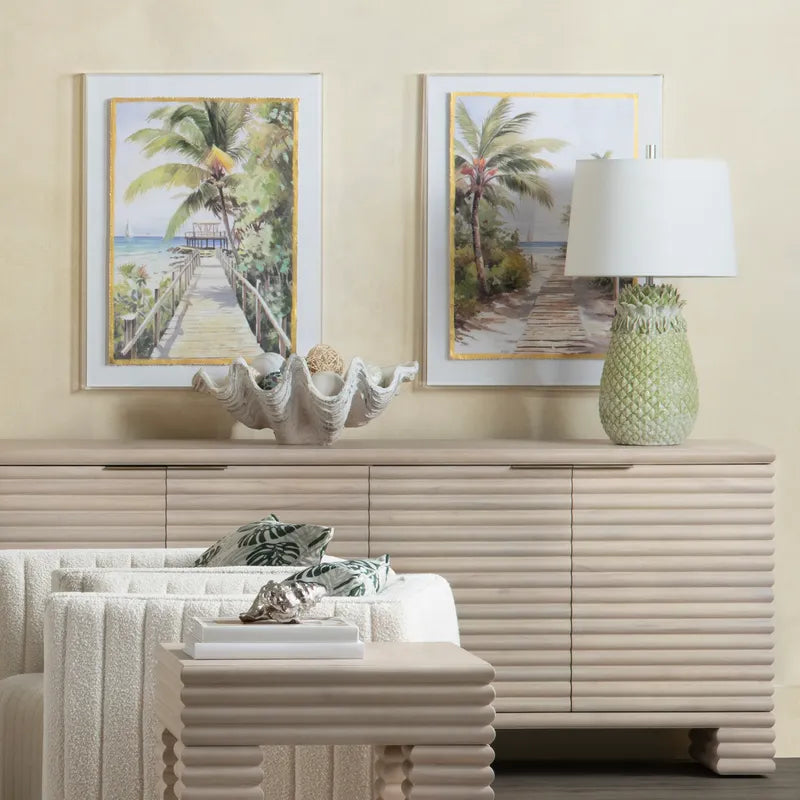 Glazed Green Ceramic Pineapple Shaped Table Lamp with Shade