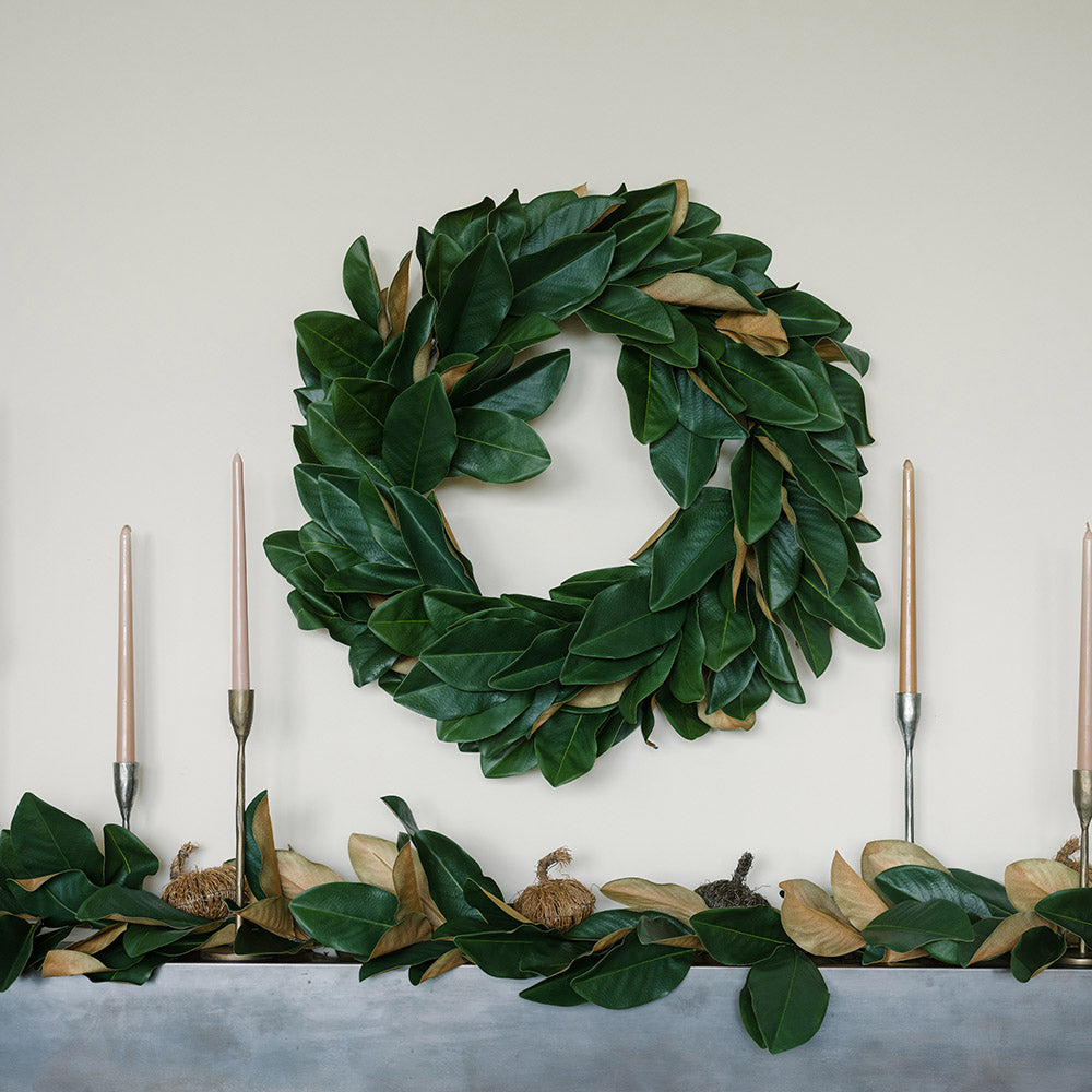 30" Lush Artificial Magnolia Leaf Wreath