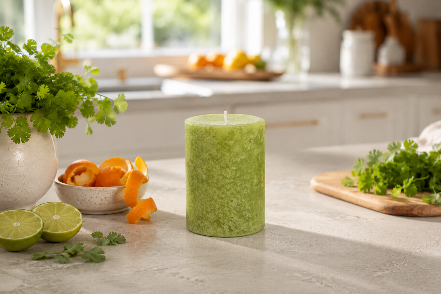Pier 1 Citrus Cilantro® Mottled 3x4 Pillar Candle