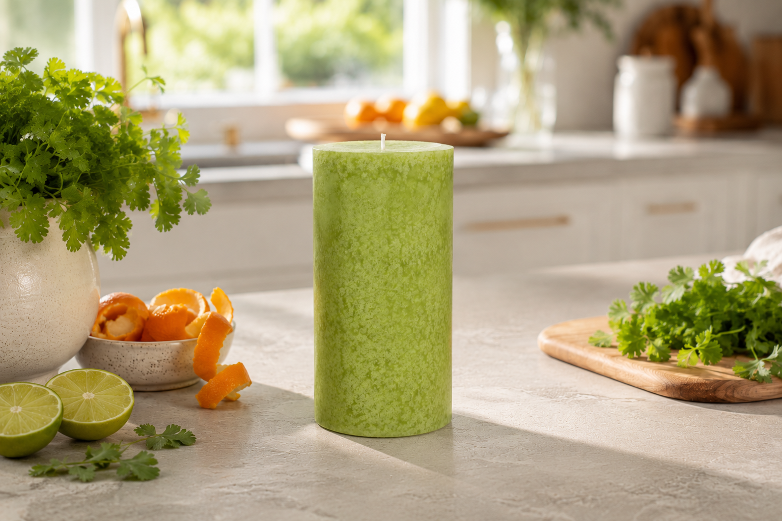 Pier 1 Citrus Cilantro® Mottled 3x6 Pillar Candle