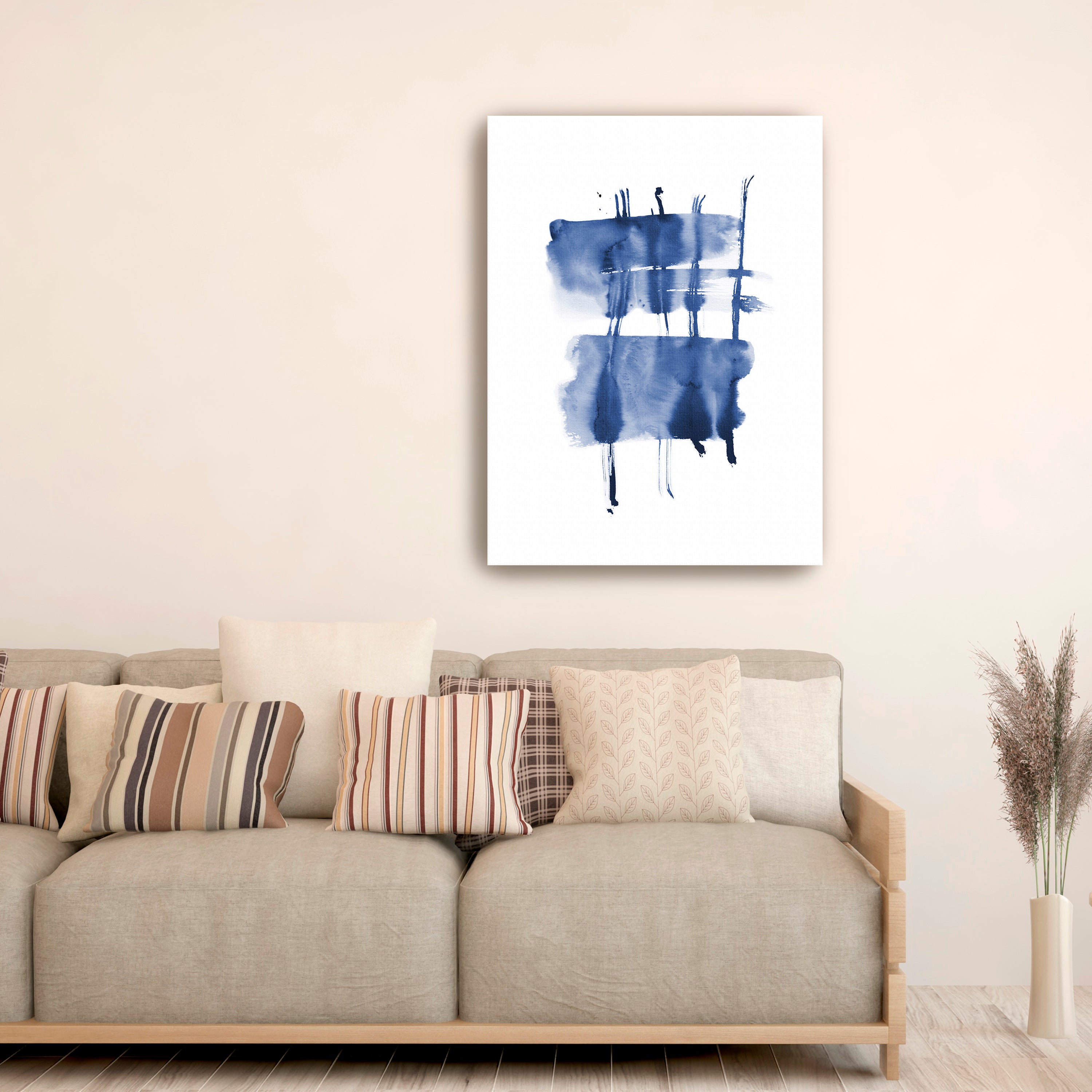 Navy Blue- Ink Flow I Canvas Giclee