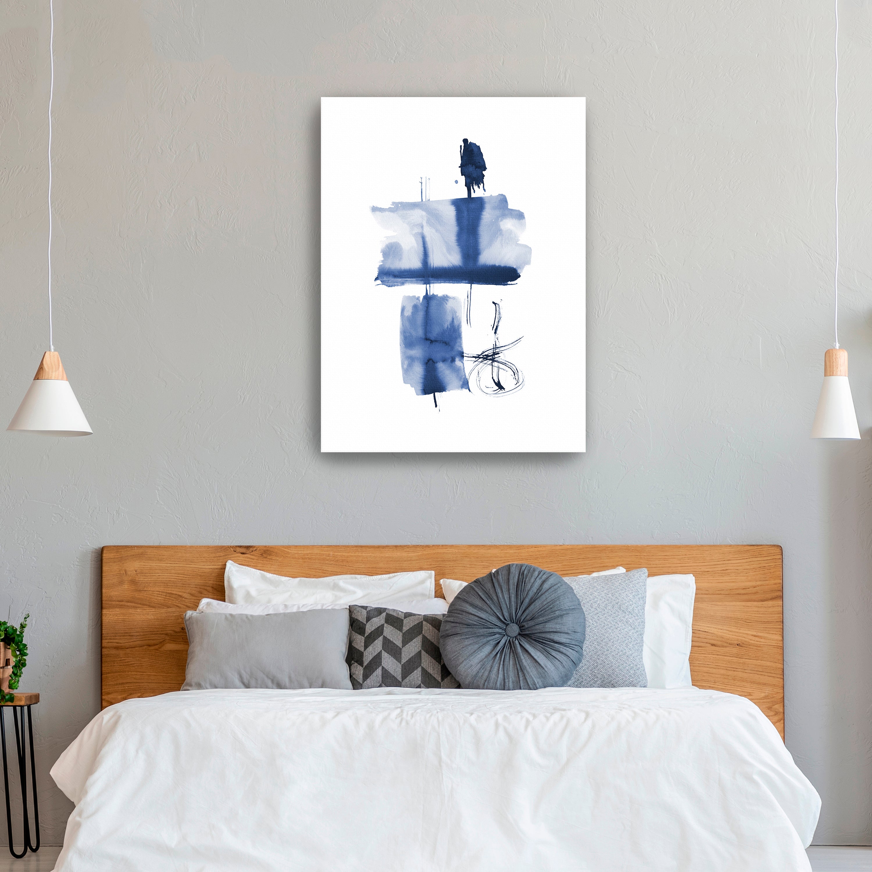 Navy Blue-Ink Flow II Canvas Giclee