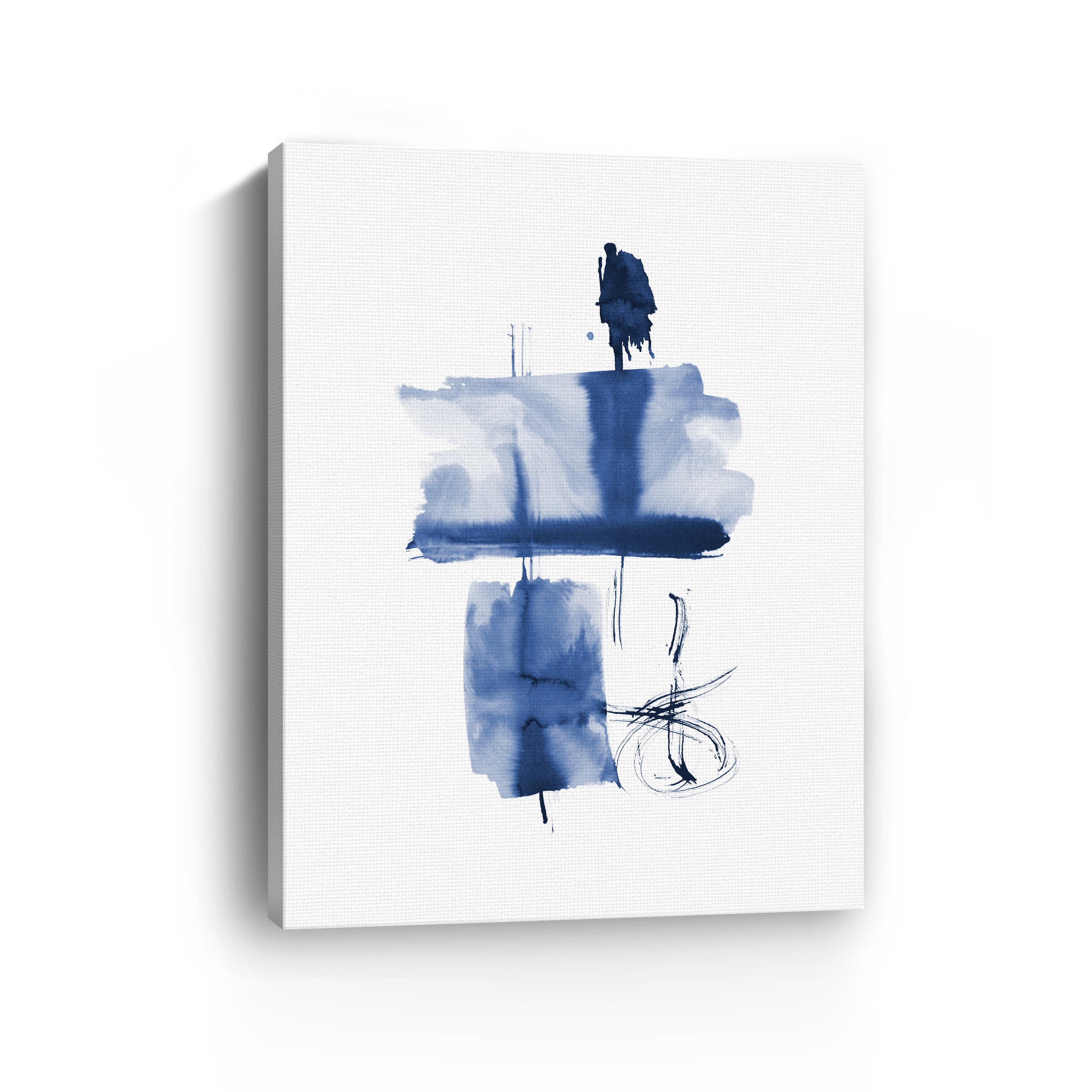 Navy Blue-Ink Flow II Canvas Giclee