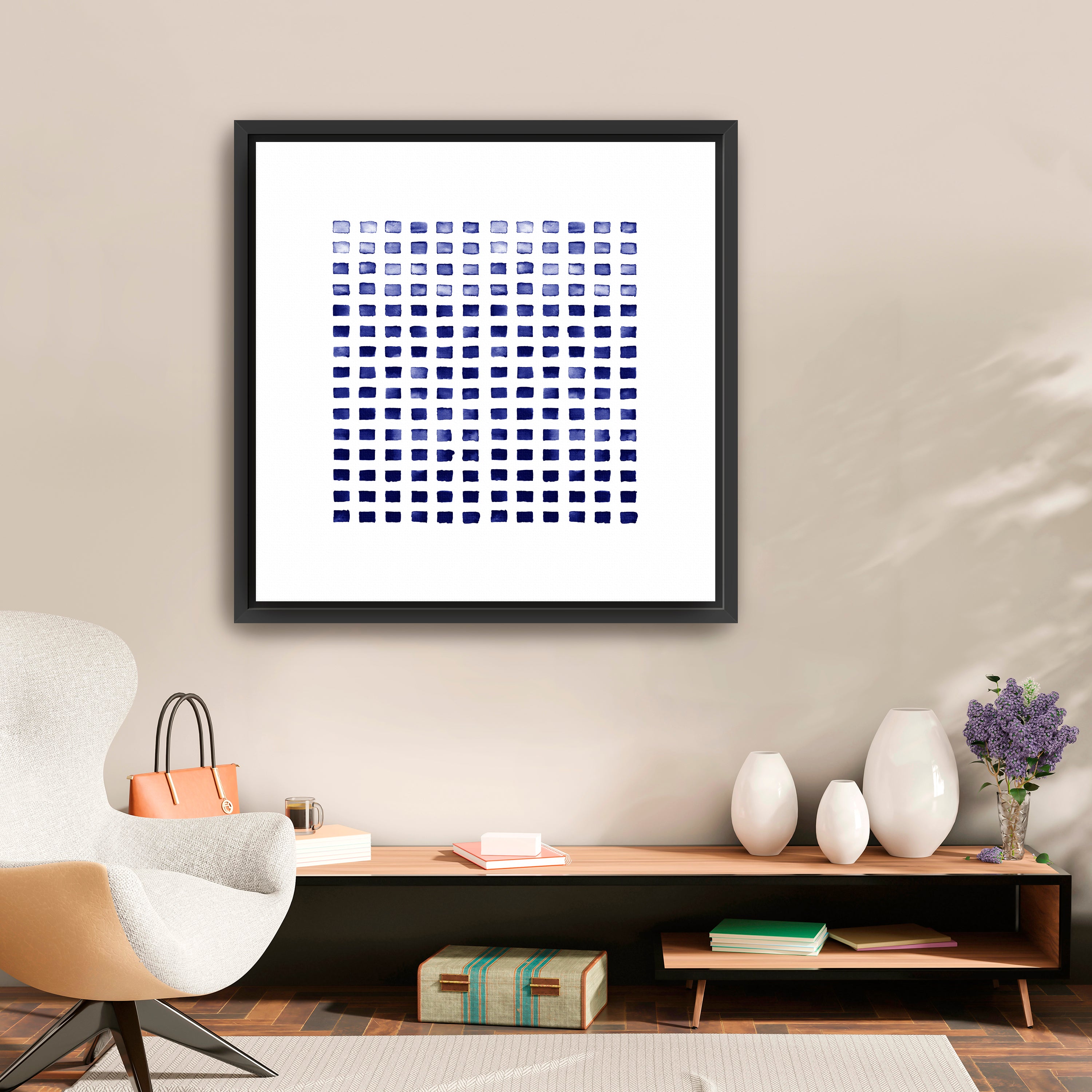 Wc Blocks Indigo Canvas Giclee