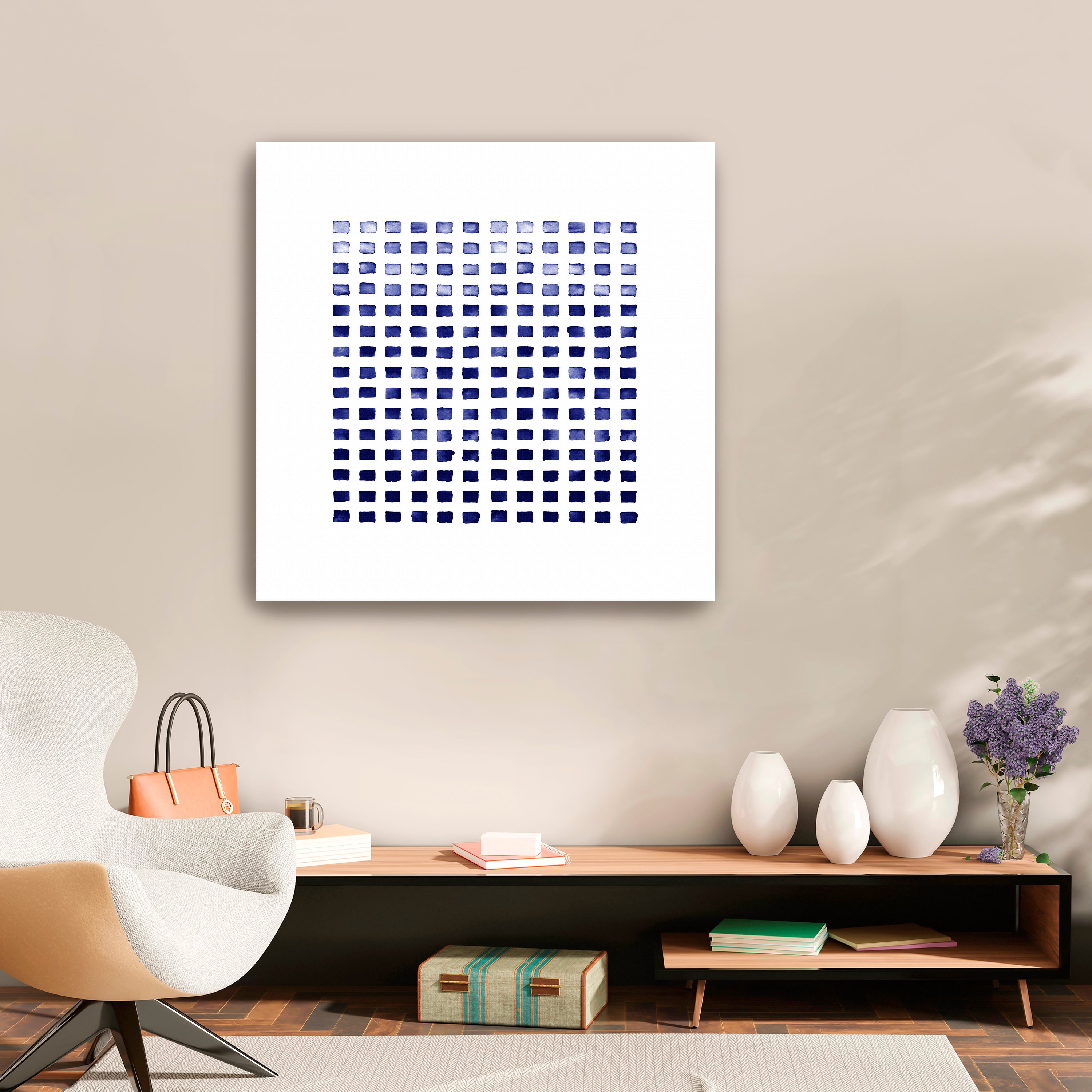 Wc Blocks Indigo Canvas Giclee