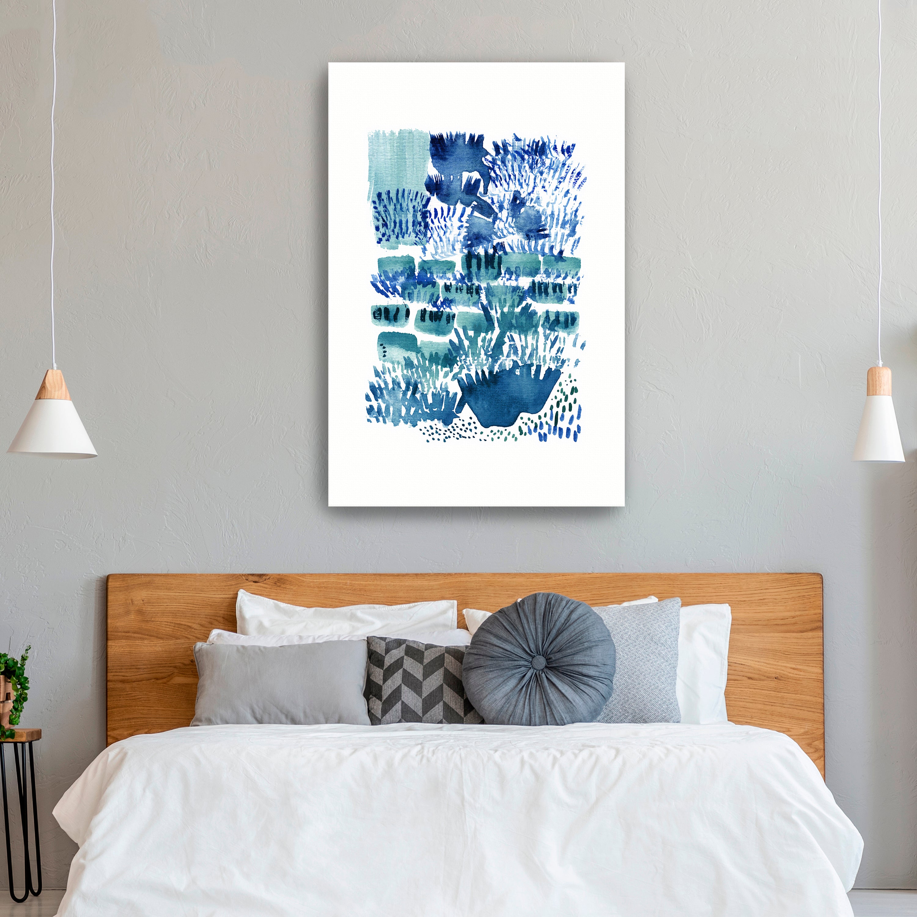 Green Blue White - Garden Waters 01 Canvas Giclee